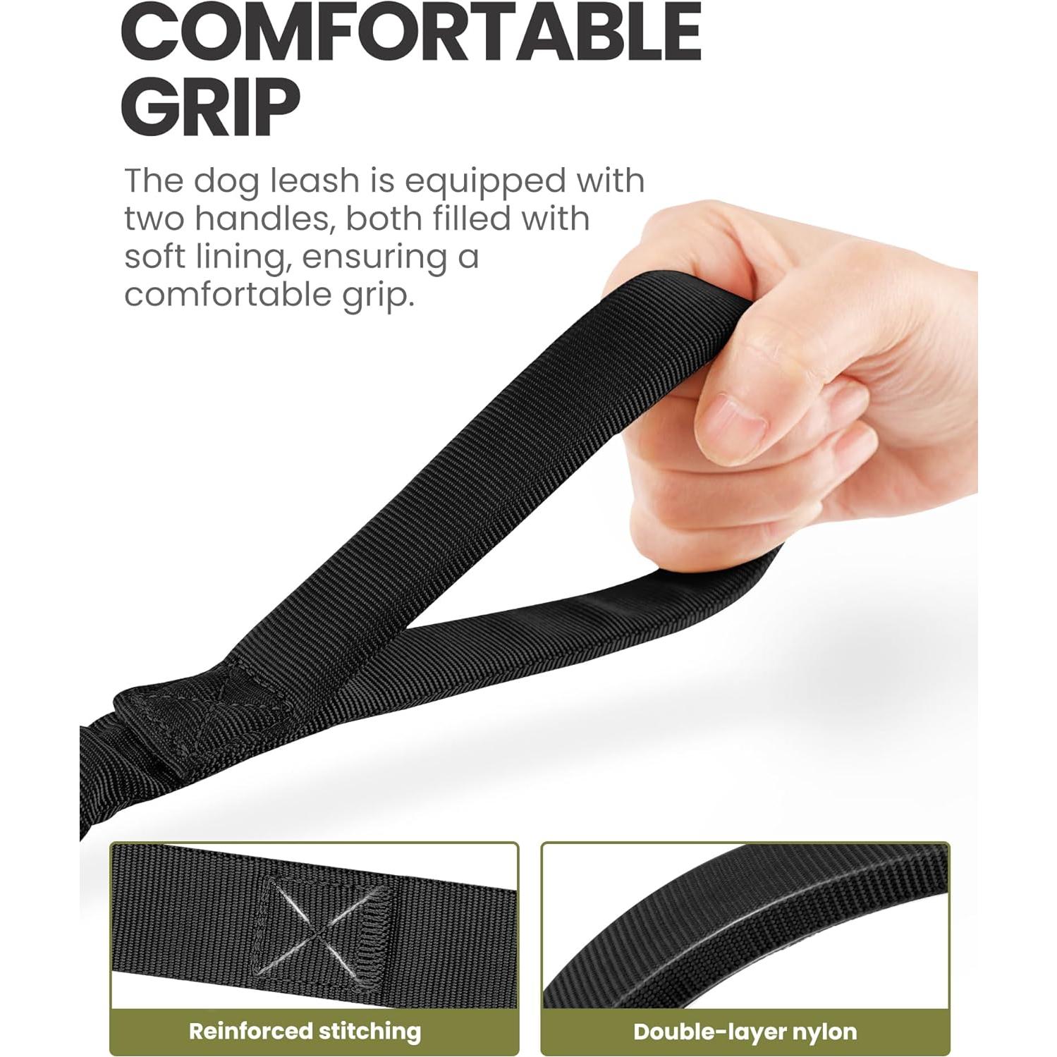 Correa Bungee para Perros OutdoorMaster 1.45 m Negra con 2 Mangos