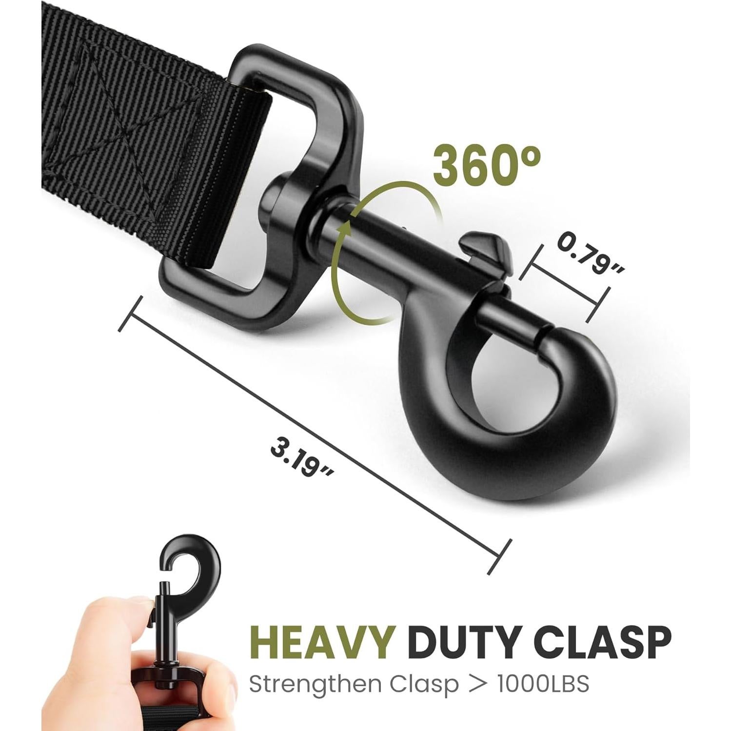 Correa Bungee para Perros OutdoorMaster 1.45 m Negra con 2 Mangos