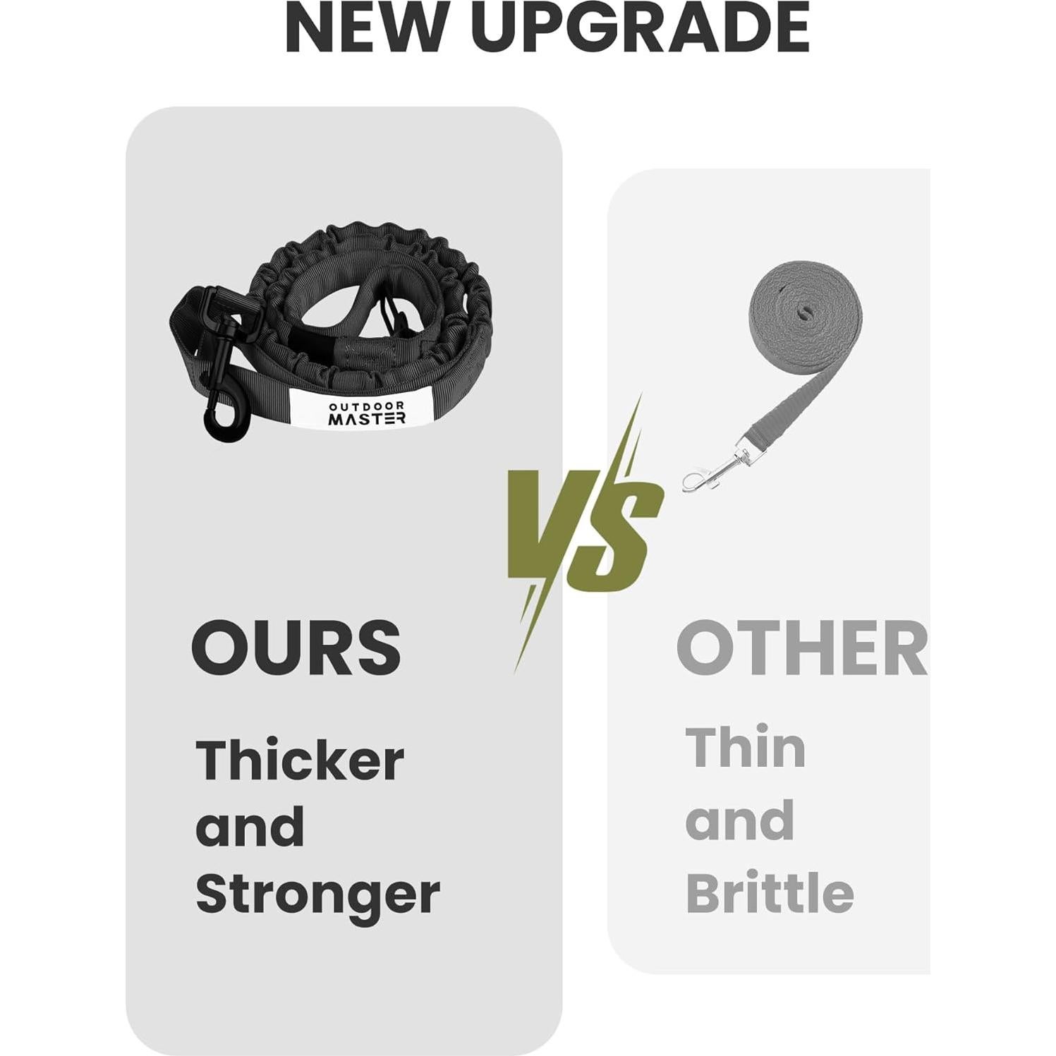 Correa Bungee para Perros OutdoorMaster 1.45 m Negra con 2 Mangos