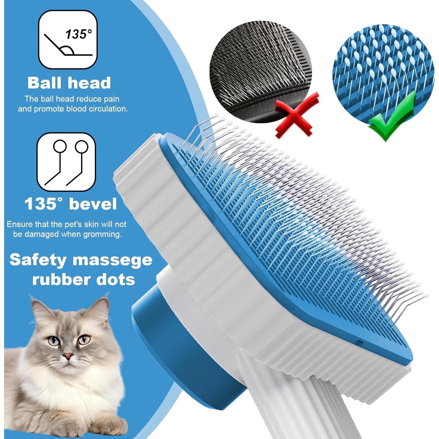 Cepillo para Gatos Garstor Azul - Pelo Largo y Corto, Antienredos