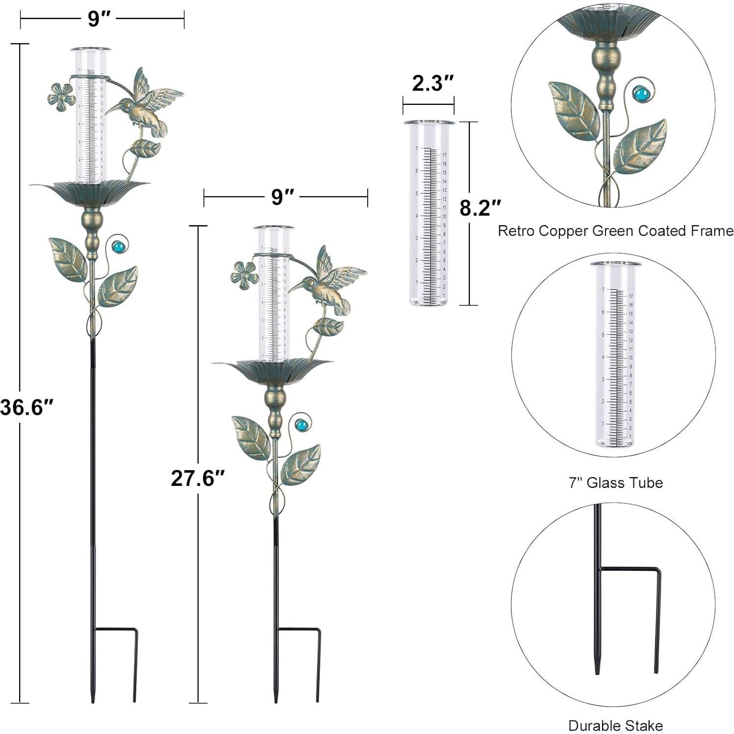 Pluviómetro Exterior Fastruggle Colibrí Vidrio 36.6 cm