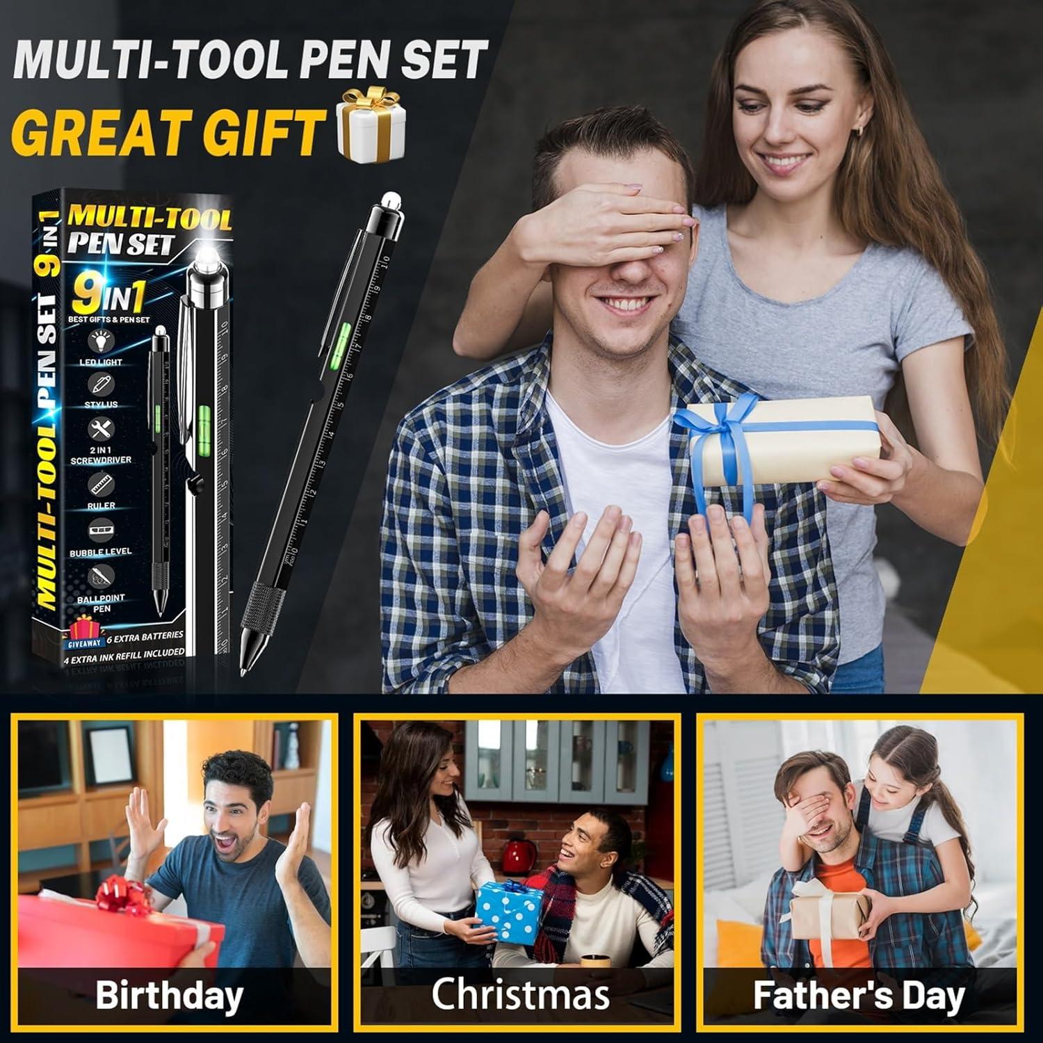 Bolígrafo Multi-Herramienta NADRQQE 9 en 1 Negro