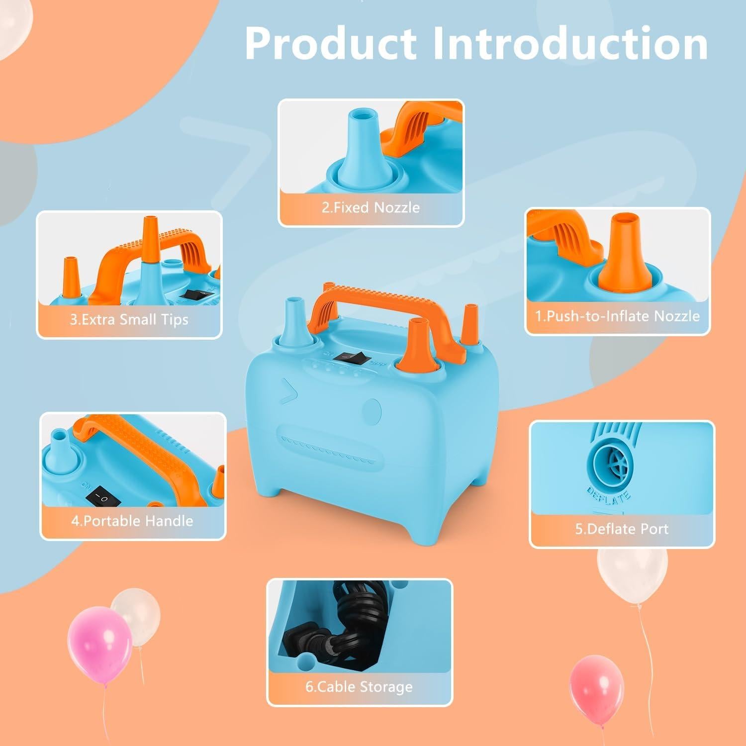 Bomba de Globo Eléctrica OWill CQB-A 600W Doble Boquilla