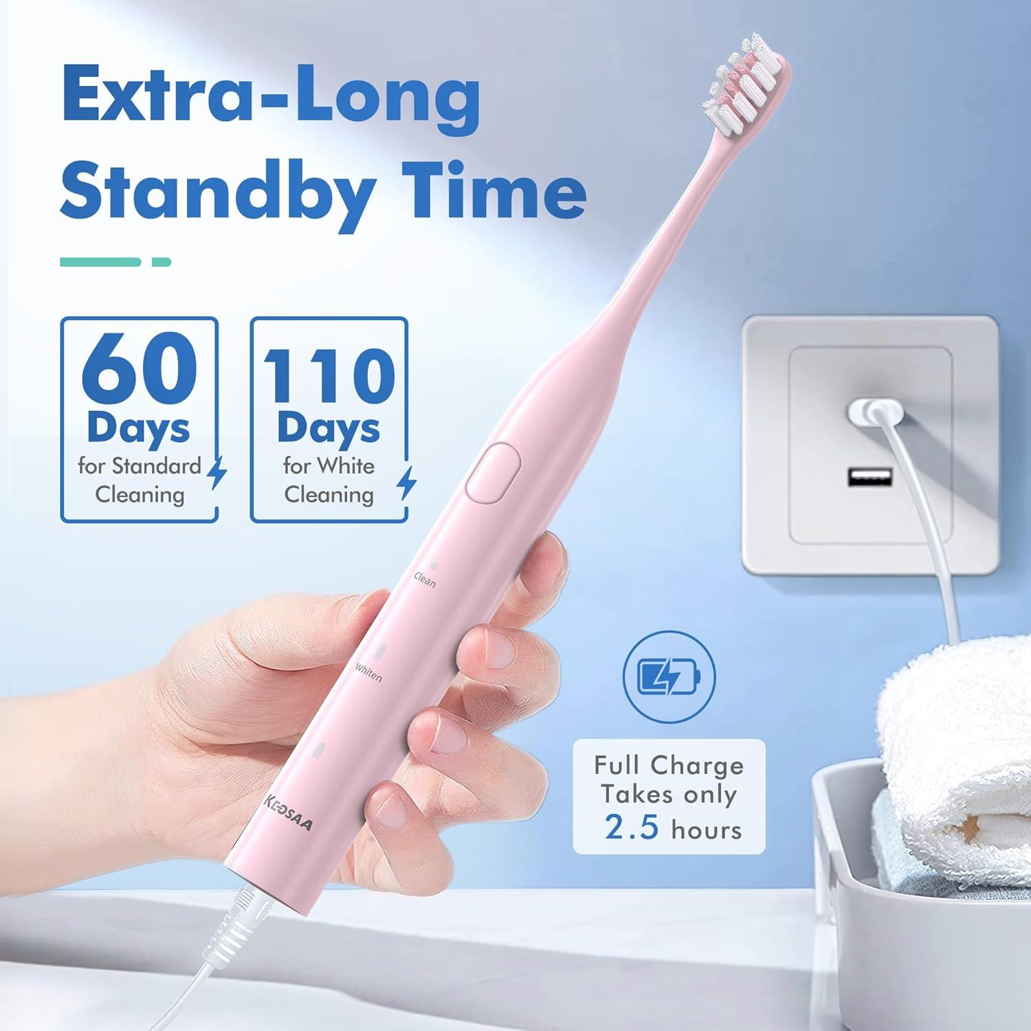 Cepillo de dientes eléctrico Keosaa ALB-927 Rosa 8 cabezales