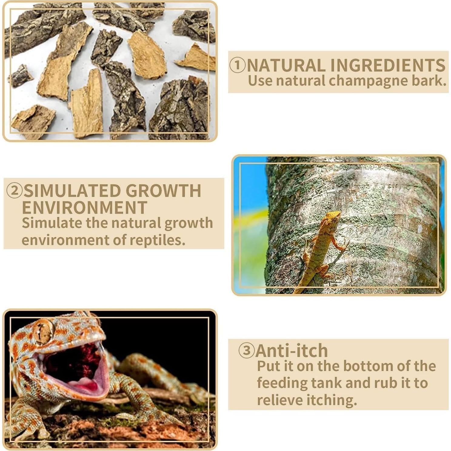 2PCS Fondo de Corteza de Corcho Natural 40x30cm para Reptiles