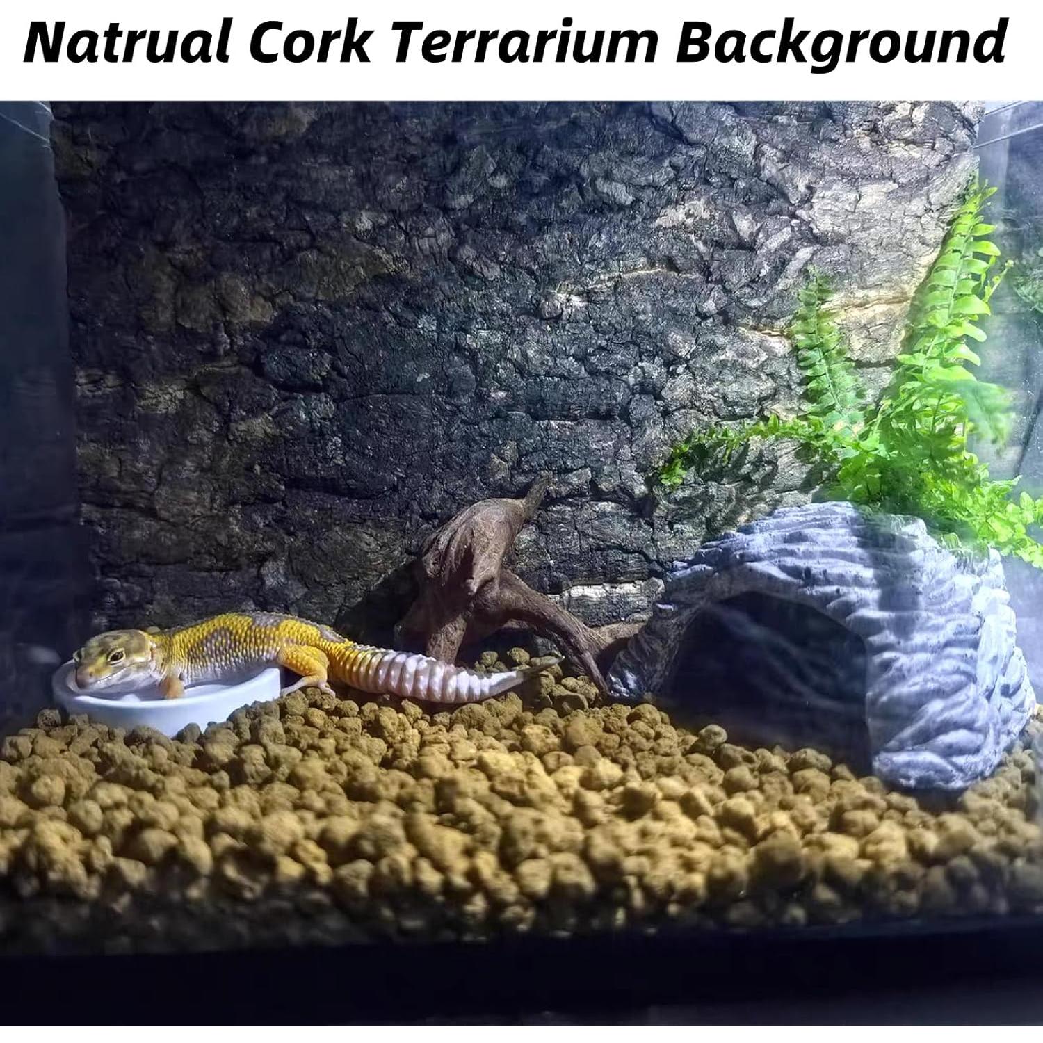 2PCS Fondo de Corteza de Corcho Natural 40x30cm para Reptiles