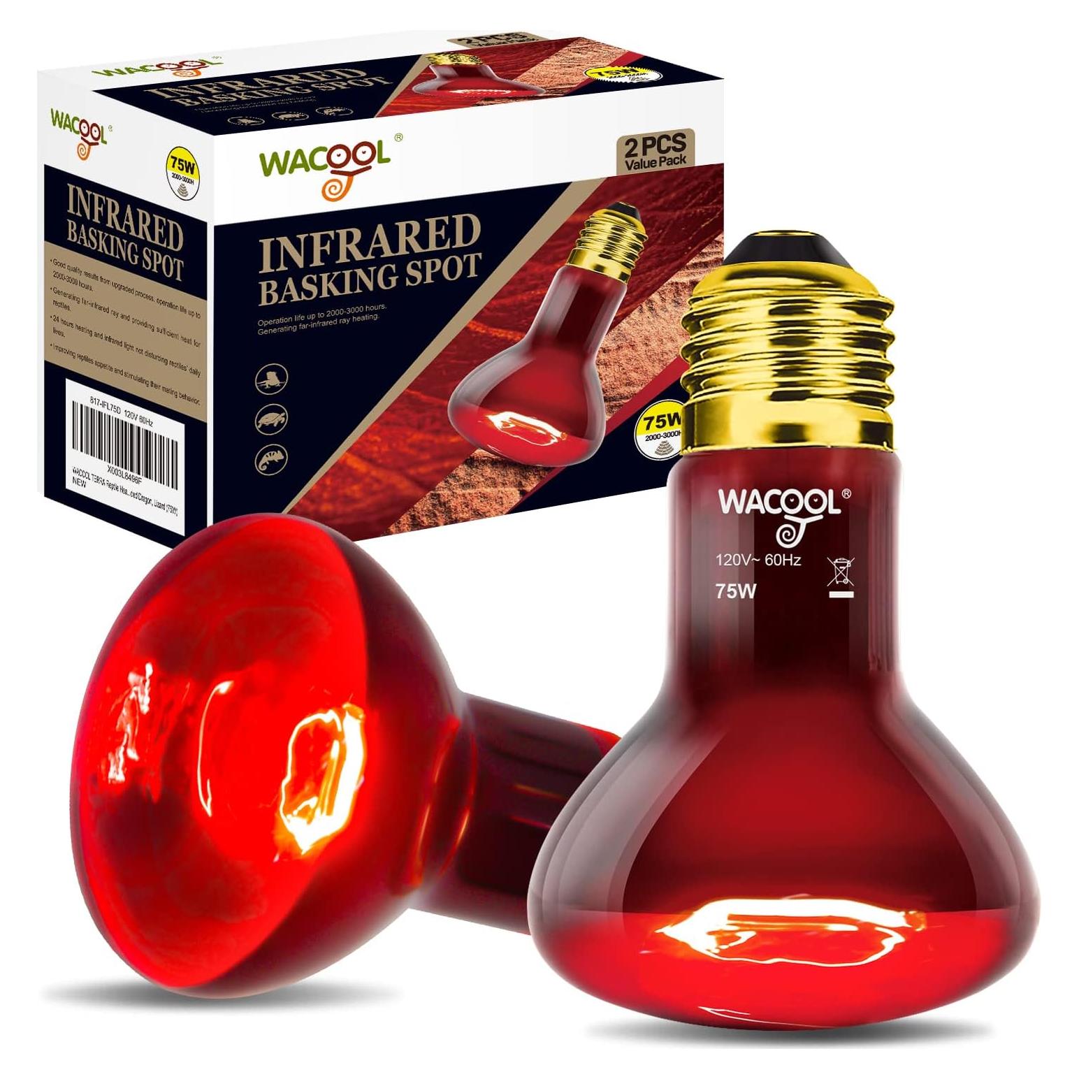 Bombillas de Calor Infrarrojas WACOOL 75W para Reptiles - 2 Paquete