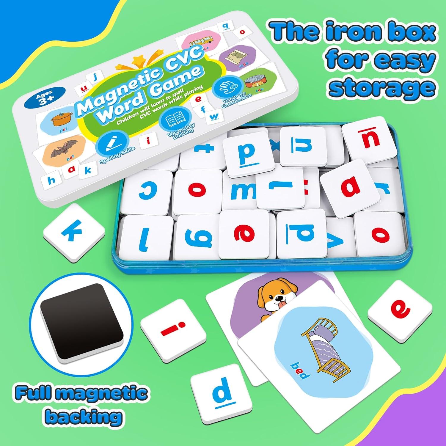 Juego de Palabras CVC Zazopup con Letras Magnéticas y Tarjetas