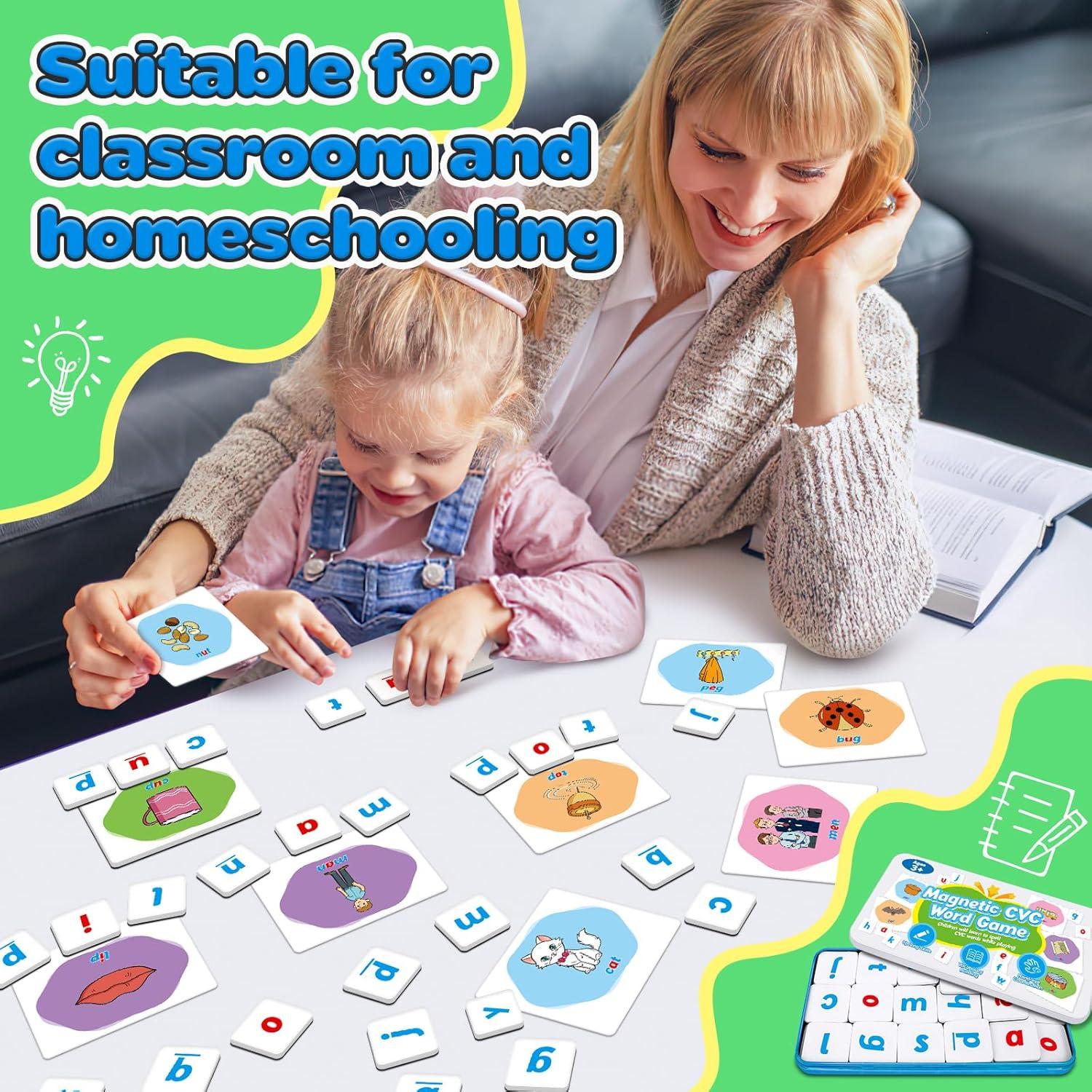 Juego de Palabras CVC Zazopup con Letras Magnéticas y Tarjetas