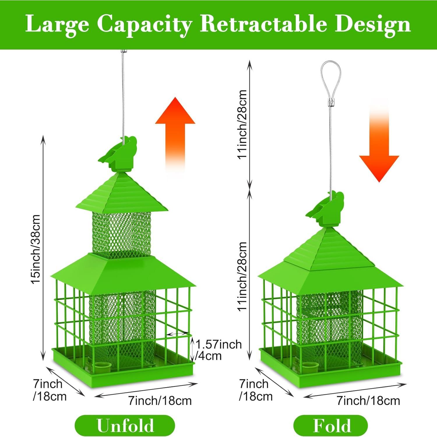 Comedero para Aves ULENDIS Metal A Prueba de Ardillas Verde