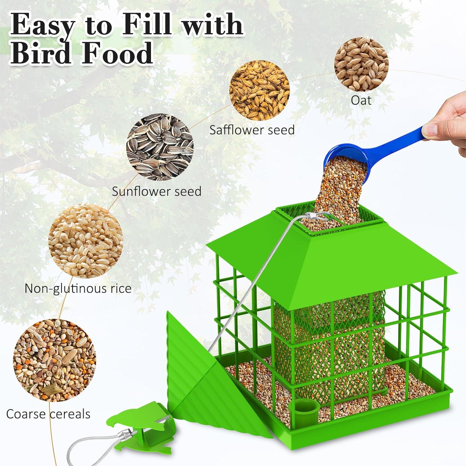 Comedero para Aves ULENDIS Metal A Prueba de Ardillas Verde