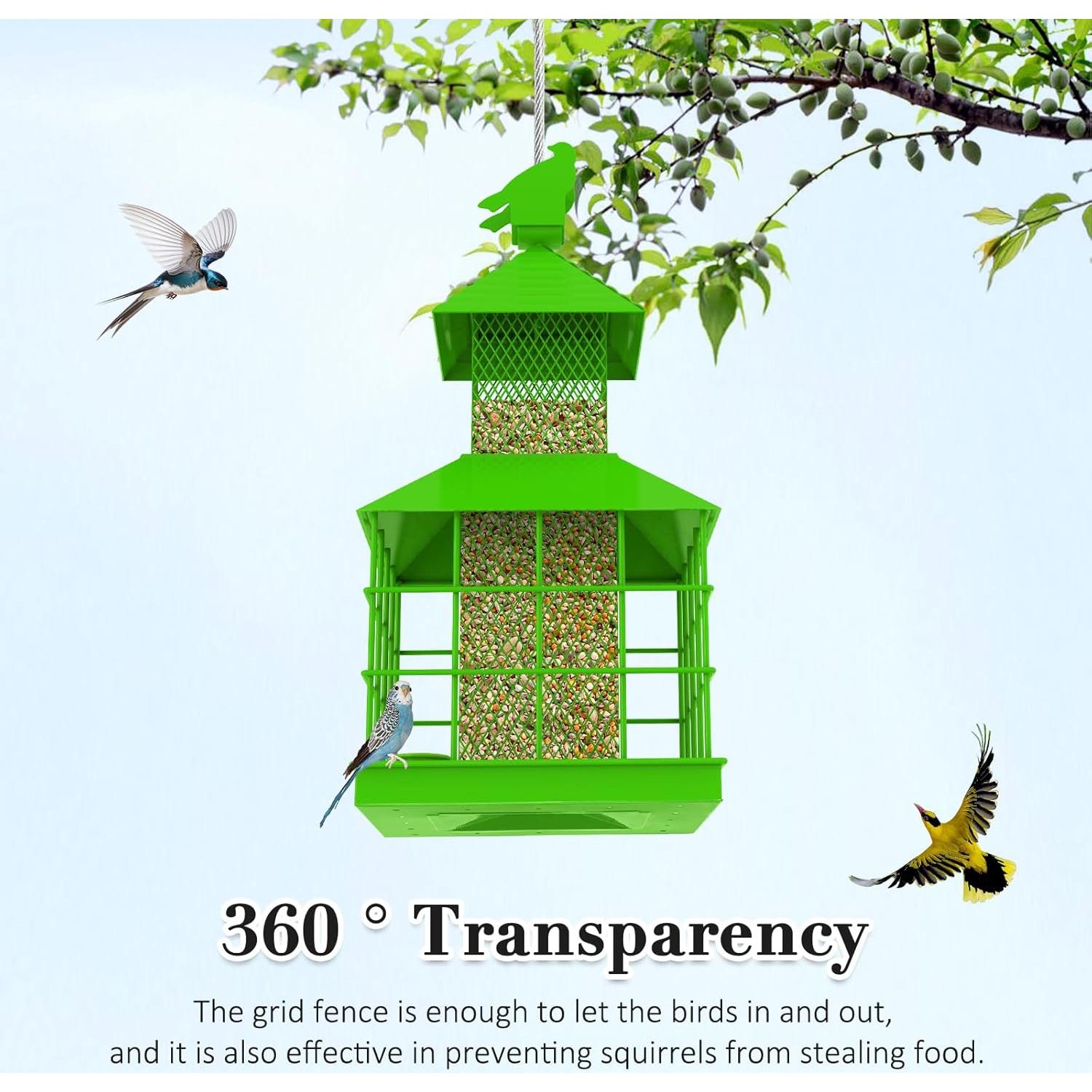 Comedero para Aves ULENDIS Metal A Prueba de Ardillas Verde