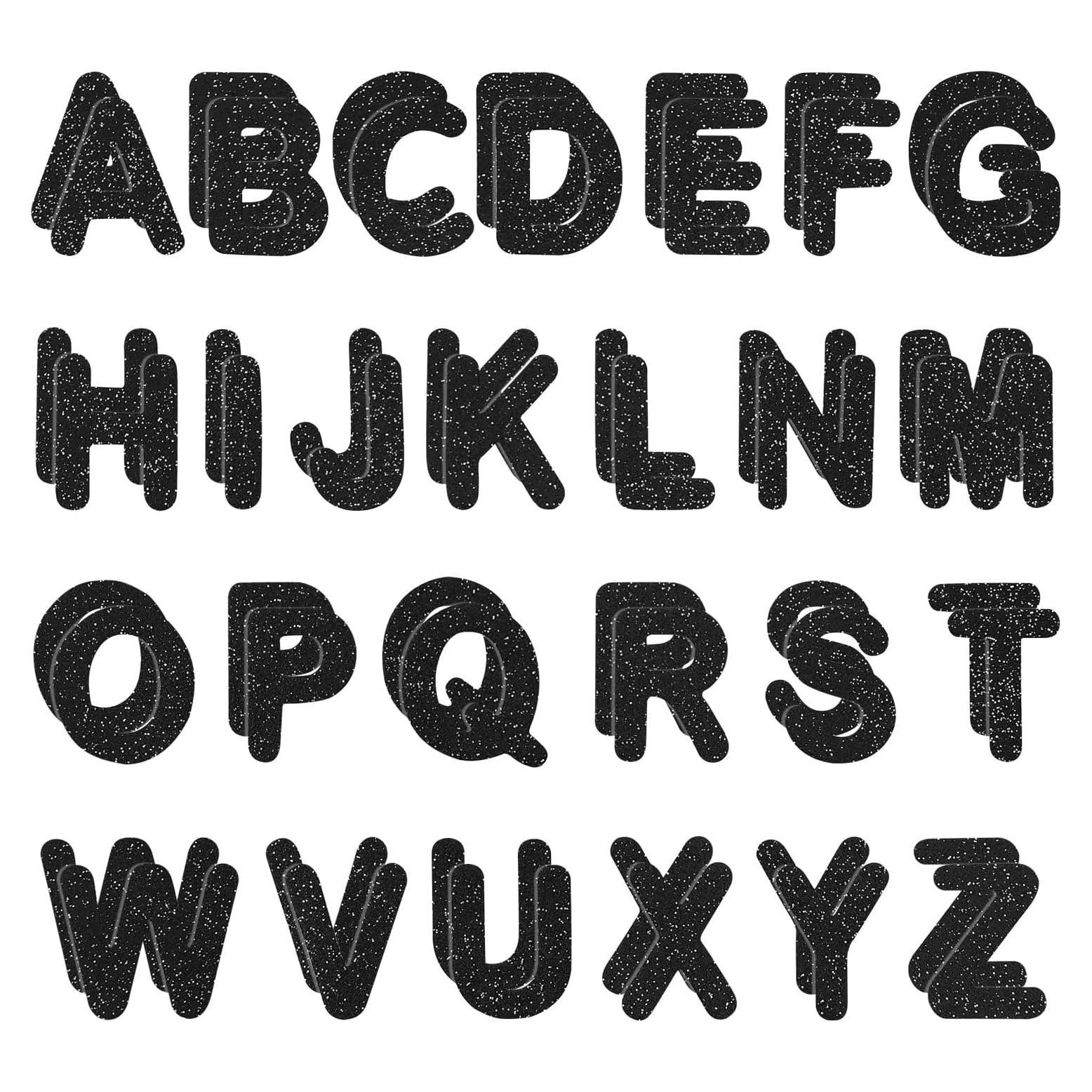 Parche Termoadhesivo Letras Brillantes FR - 52 Pcs Negro