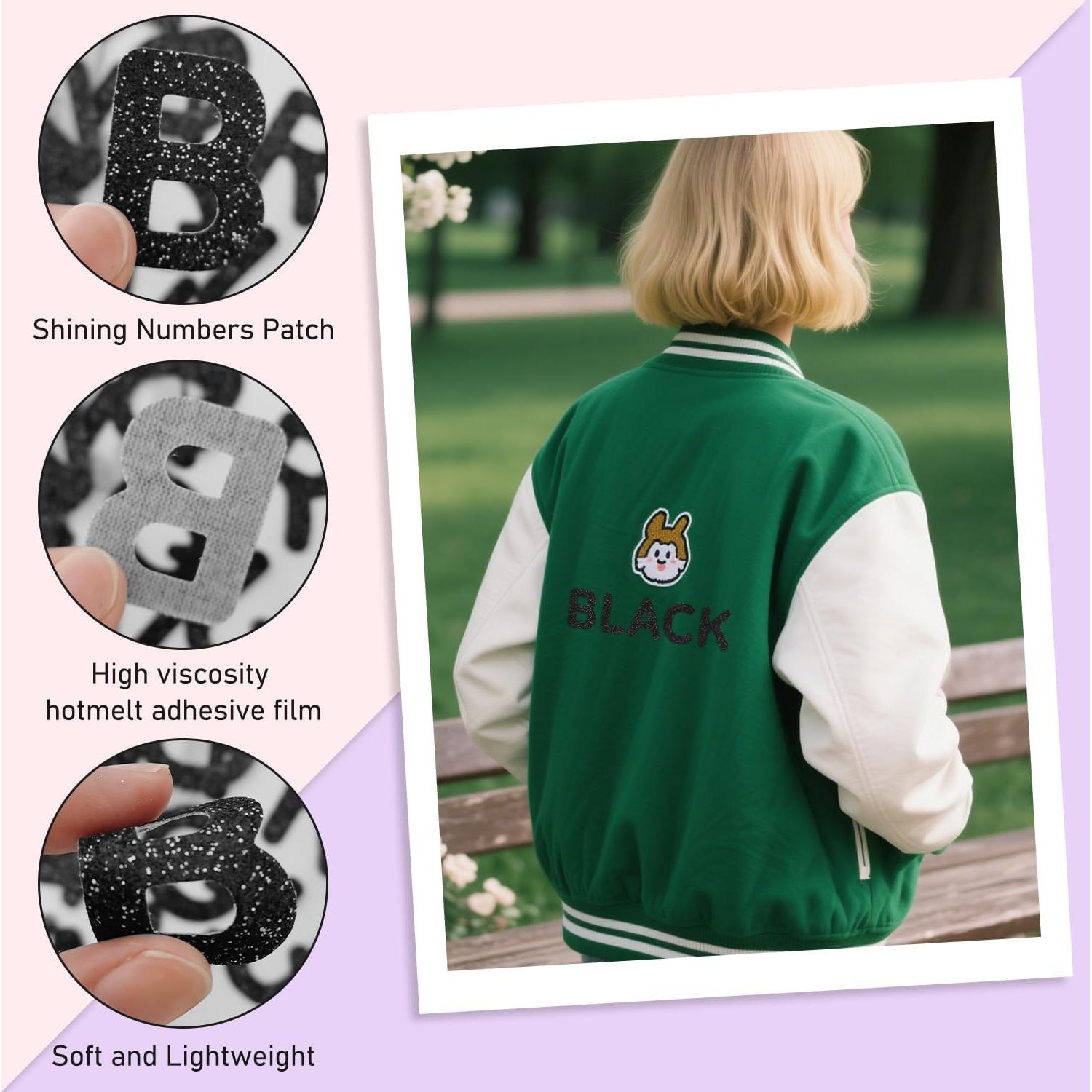 Parche Termoadhesivo Letras Brillantes FR - 52 Pcs Negro