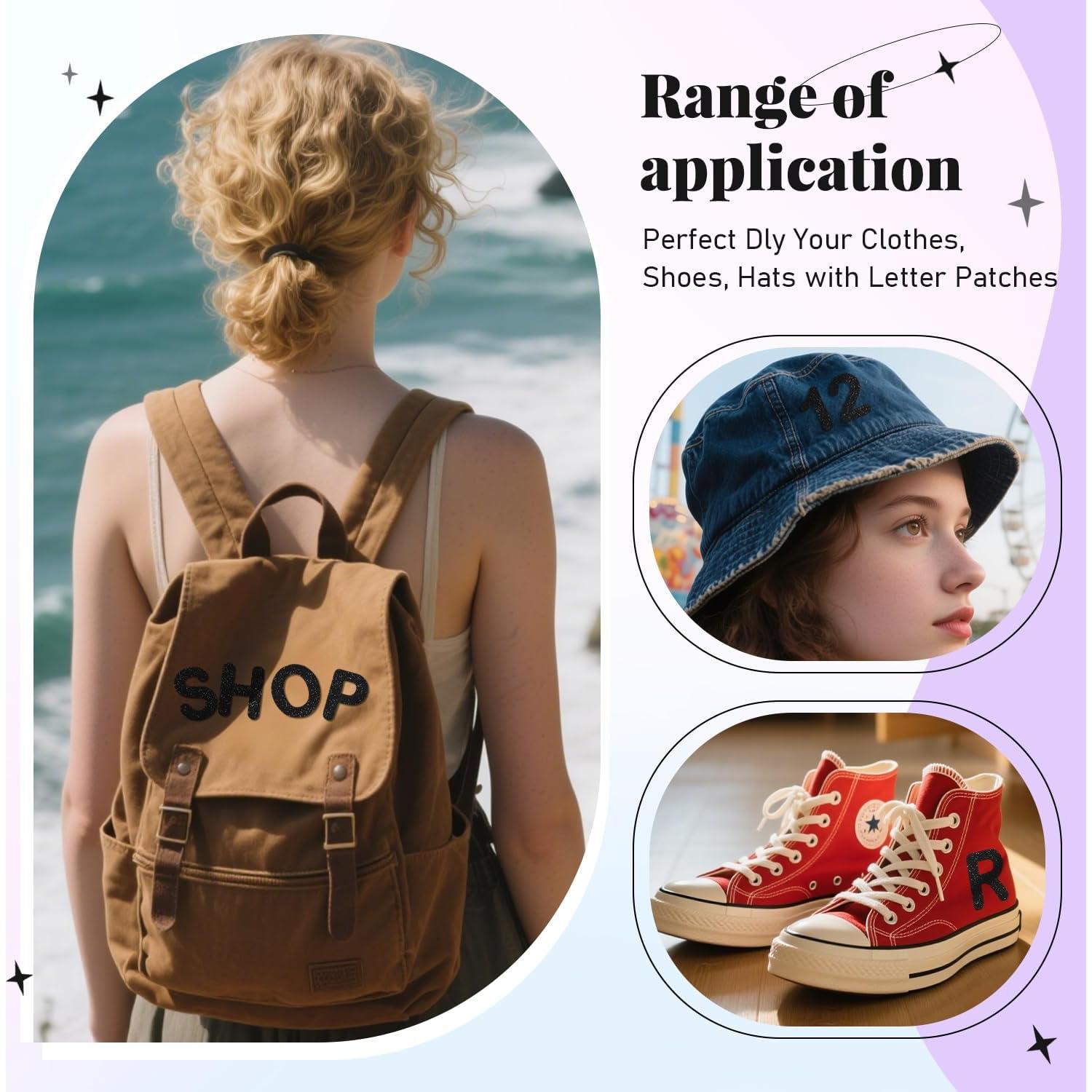 Parche Termoadhesivo Letras Brillantes FR - 52 Pcs Negro