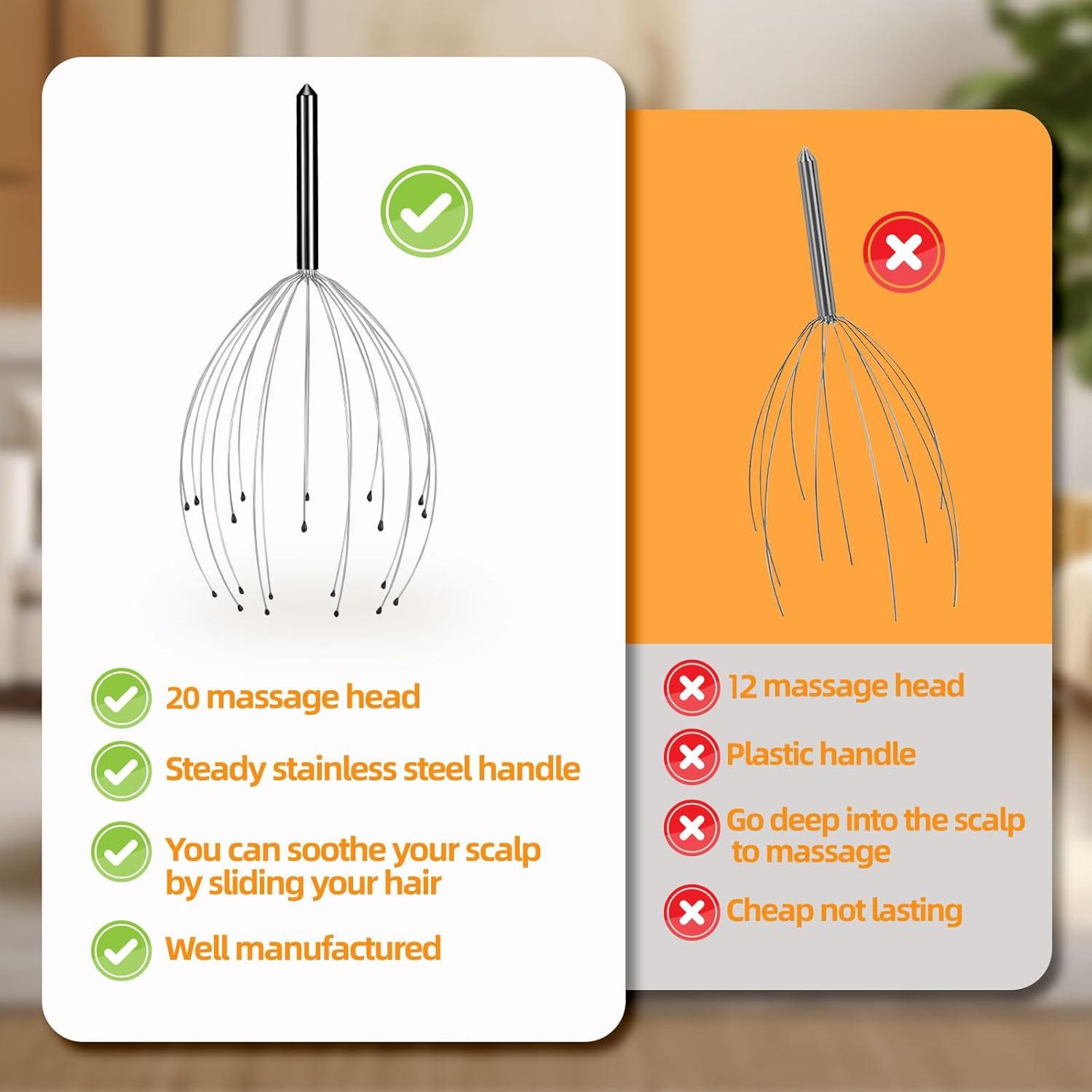 Masajeador de Cabeza YEZY 20 Dedos Negro - Masaje Cuero Cabelludo y Espalda