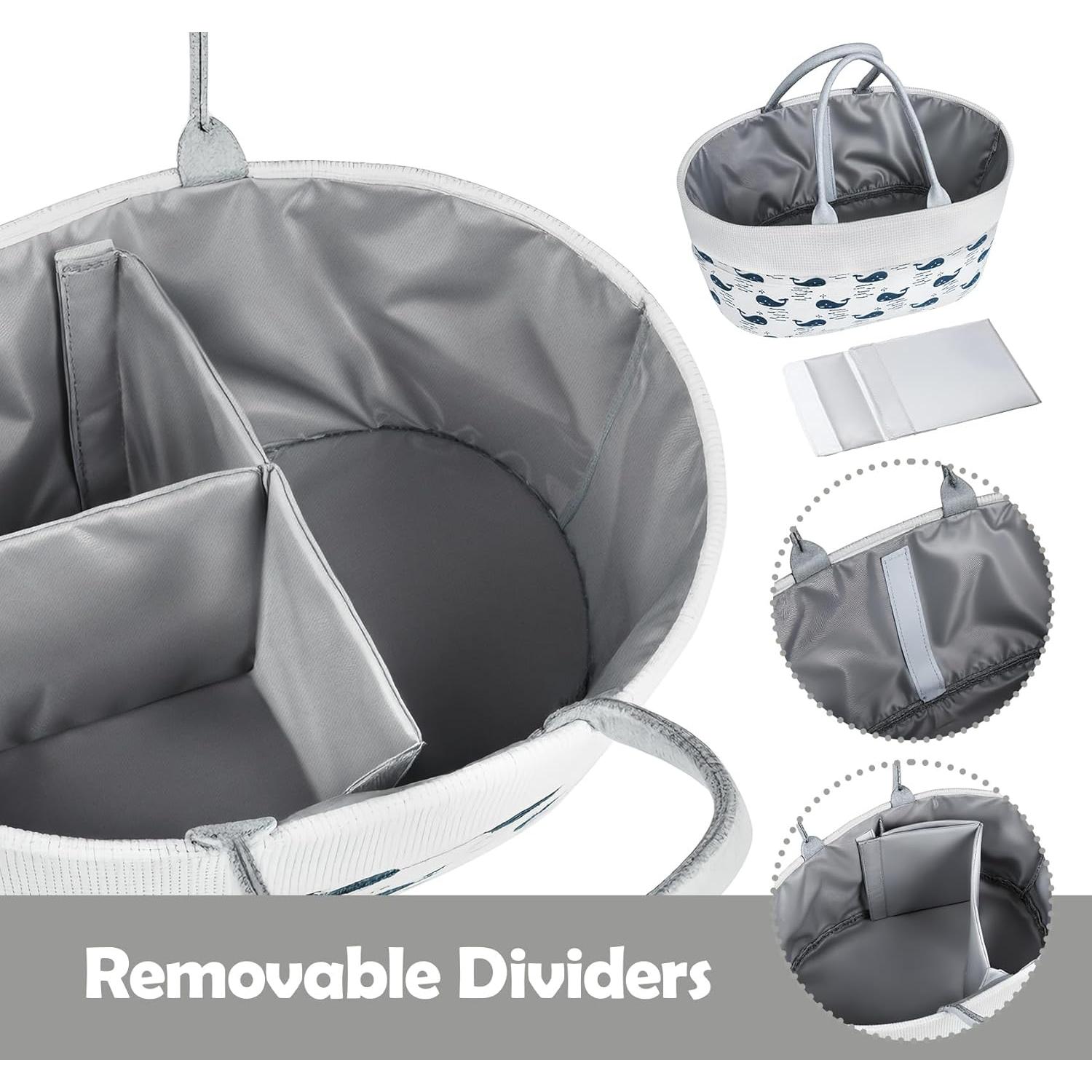 Cesta Organizadora de Pañales Lemonfilter Gris Blanco 24.89x19.81 cm