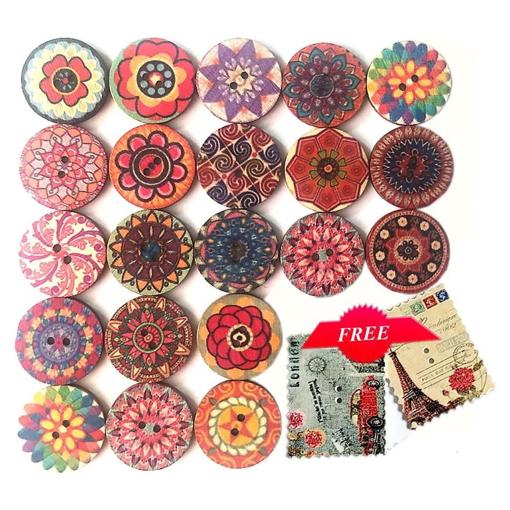 Botones de Madera Vintage ANCHRISLY 100pcs 25mm Redondos