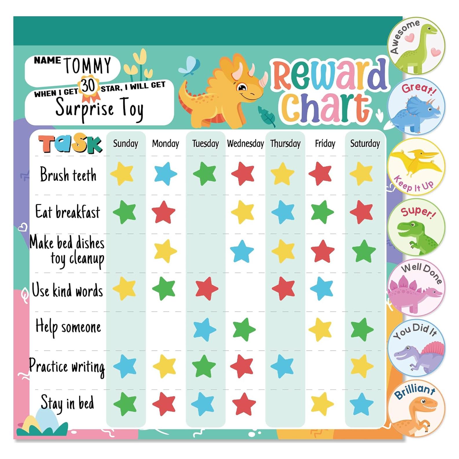 Tabla de Recompensas Magnética Yasest Dinosaurio 30x27 cm