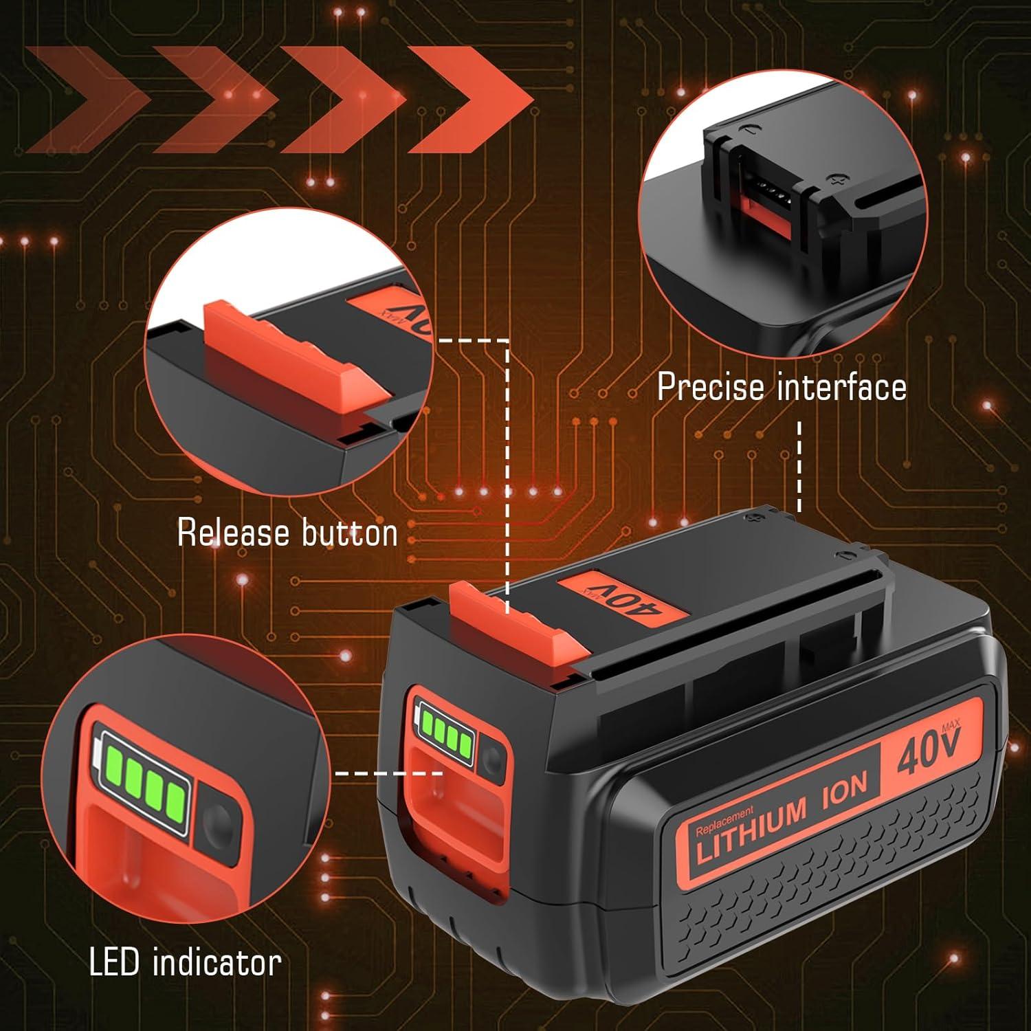 2 Baterías de Ión de Litio 40V 3600mAh OHYES para Black & Decker
