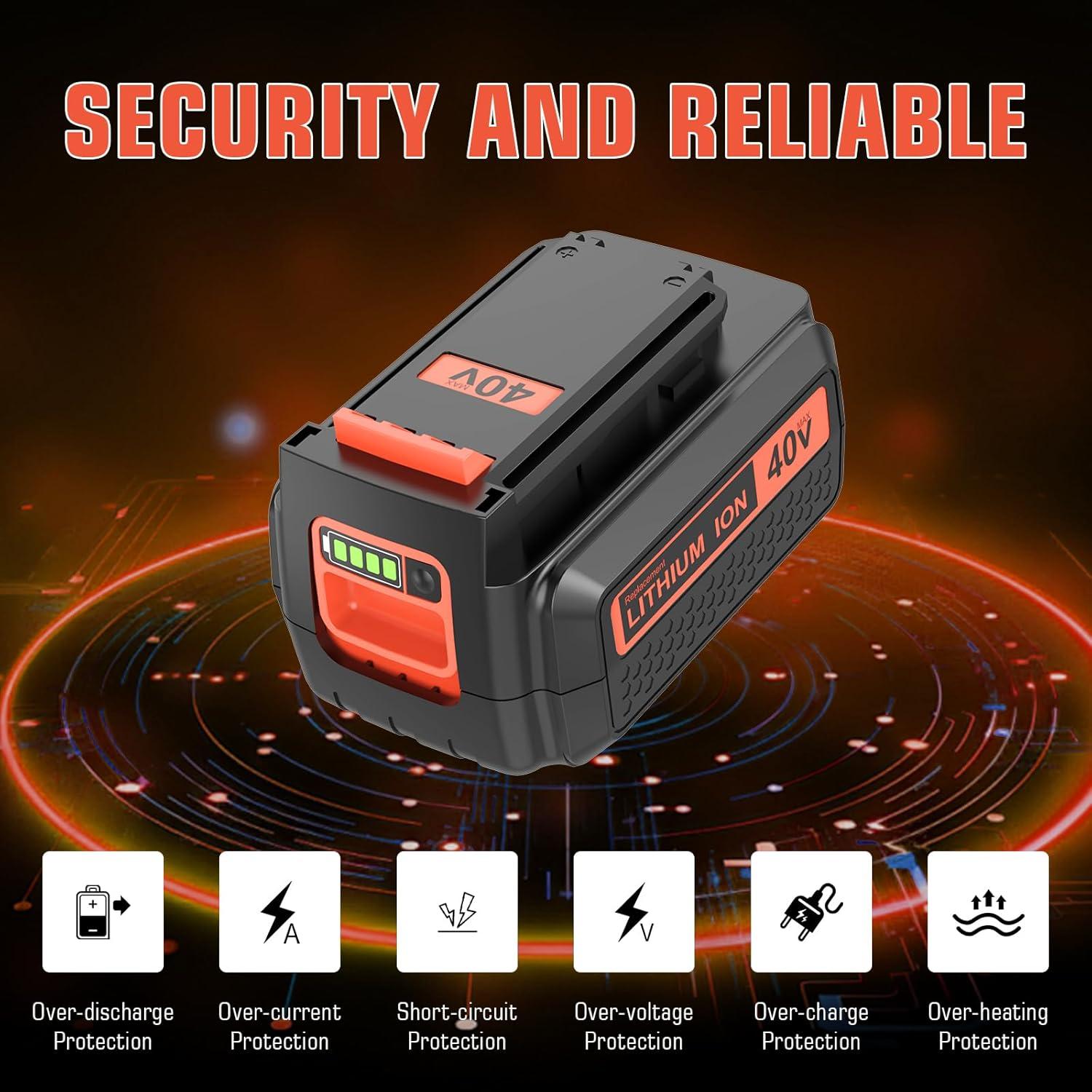 2 Baterías de Ión de Litio 40V 3600mAh OHYES para Black & Decker