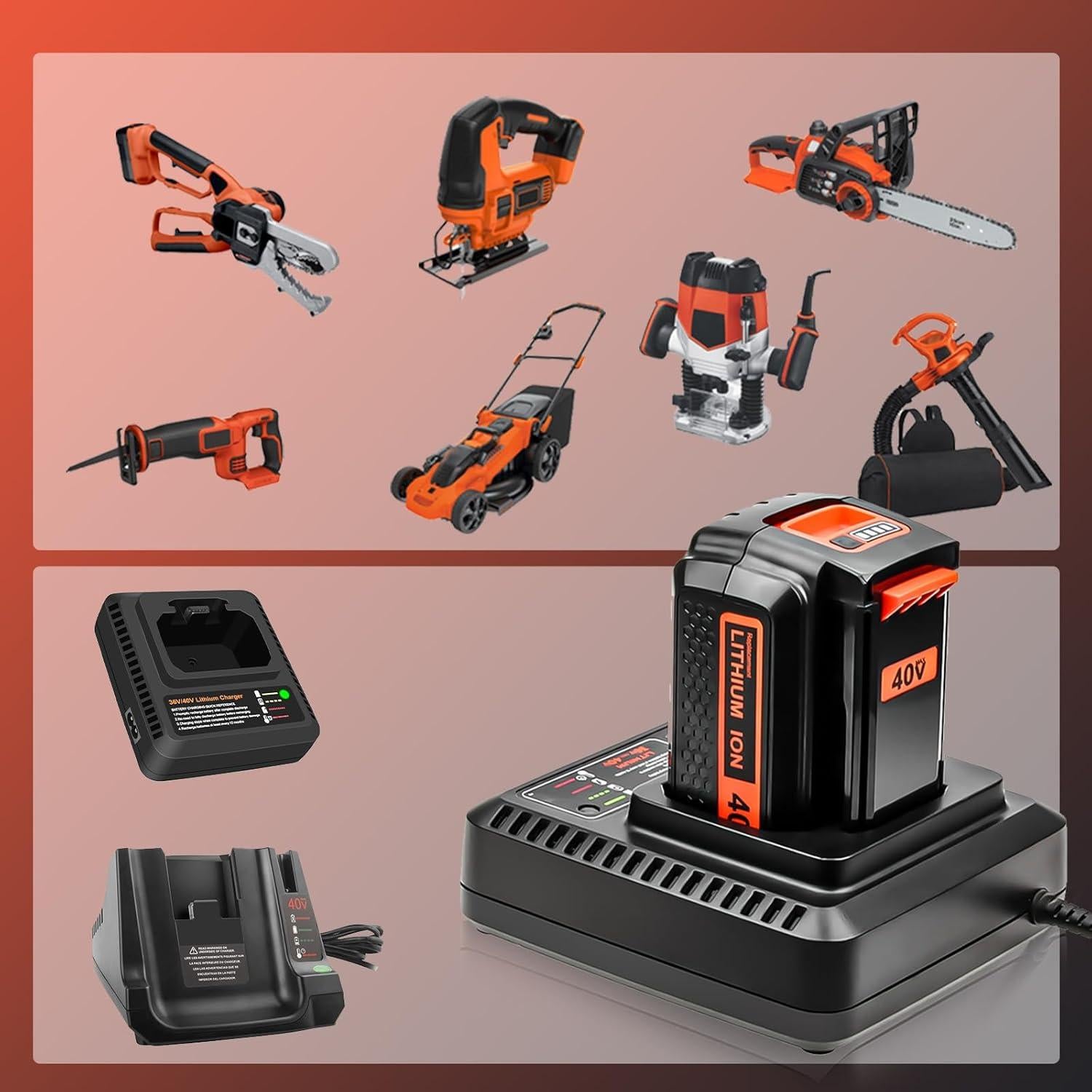 2 Baterías de Ión de Litio 40V 3600mAh OHYES para Black & Decker