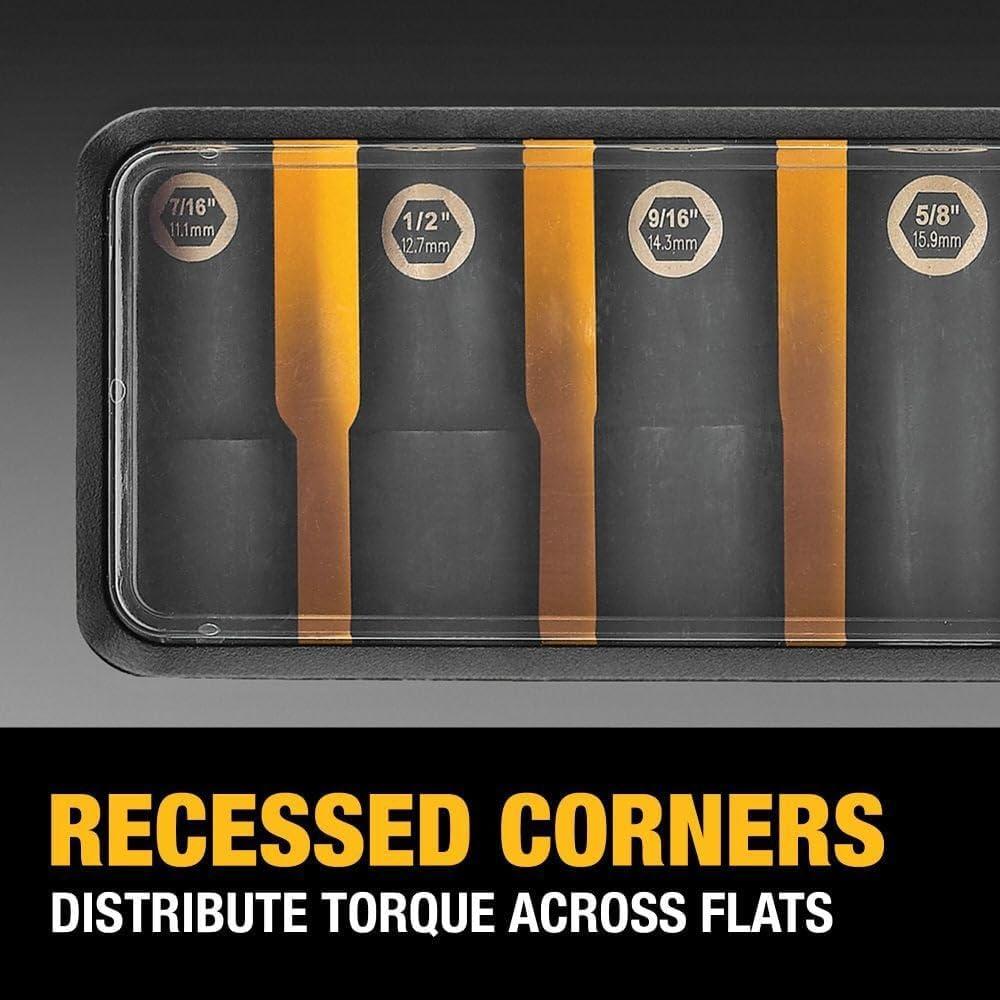 Juego de Enchufes de Impacto DEWALT DW22838, 10 Piezas 3/8"