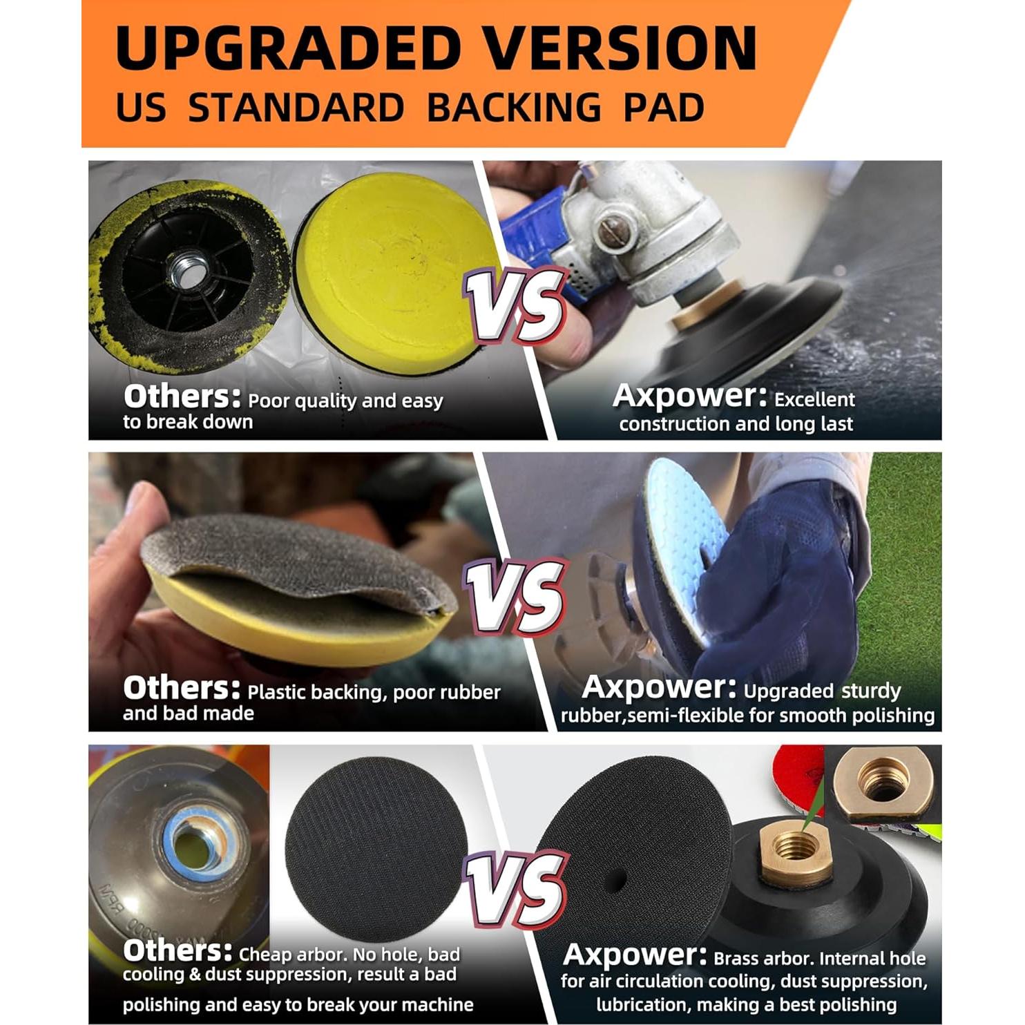 Kit de Almohadillas de Pulido AxPower 13 Piezas 4" para Granito