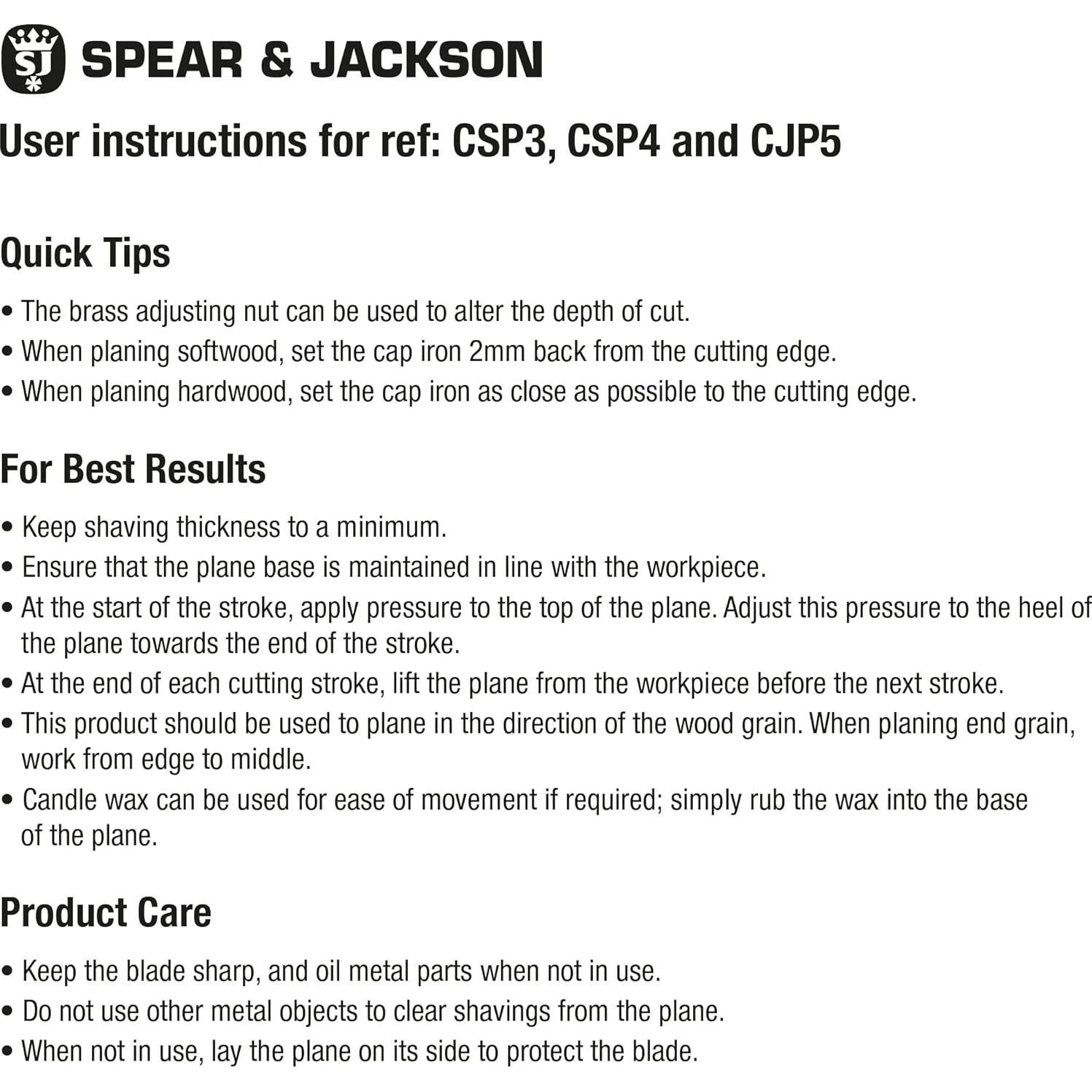 Cuchilla de repuesto CSP3BLADE para plano alisar No.3 Spear & Jackson