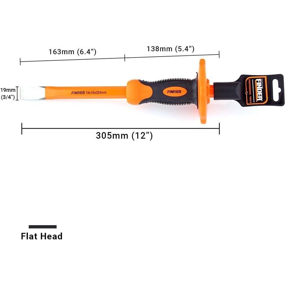 Cincel Plano Finder 30.5 cm Acero CRV con Protector de Mano