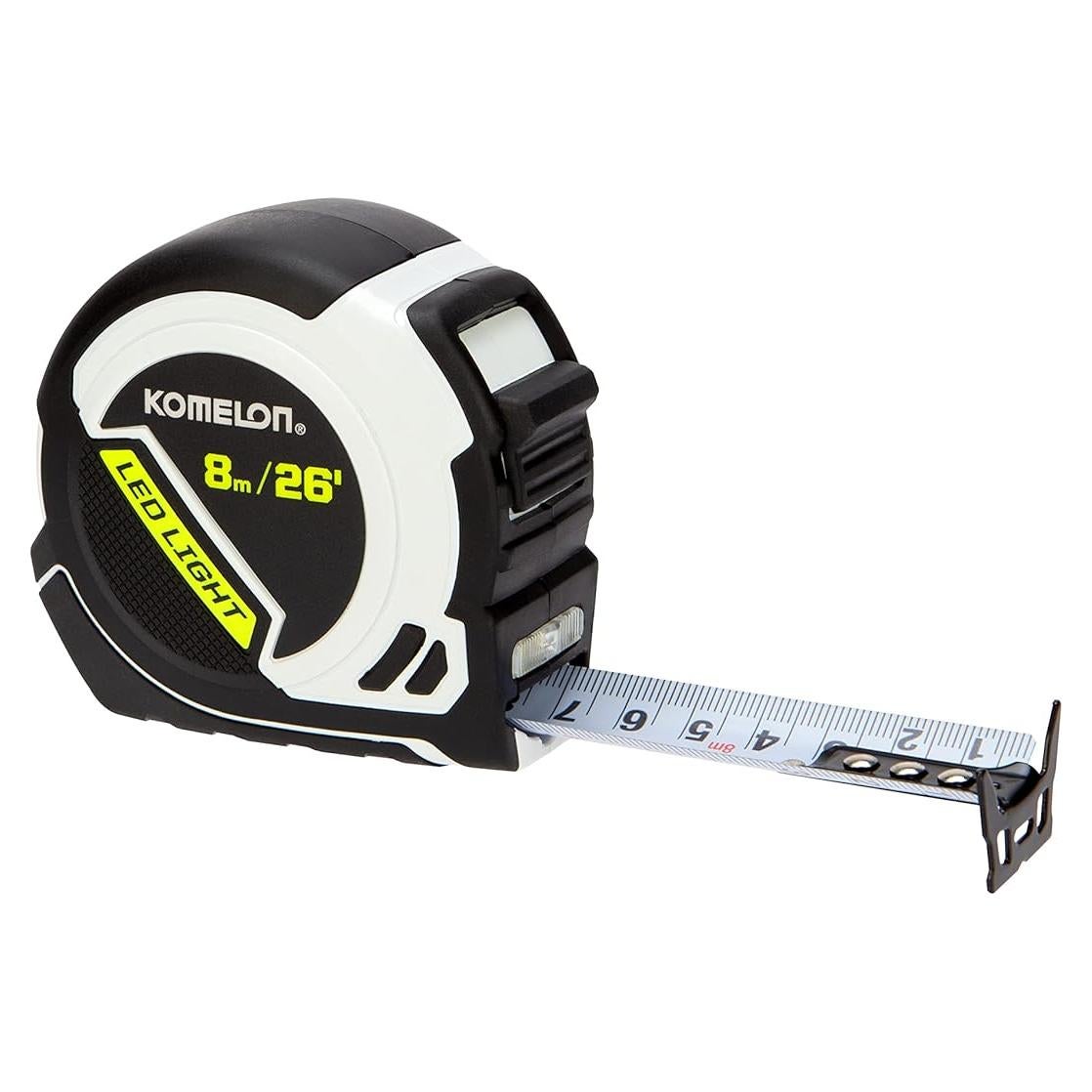 Cinta Métrica LED Komelon 8m - Escala Métrica y Pulgadas