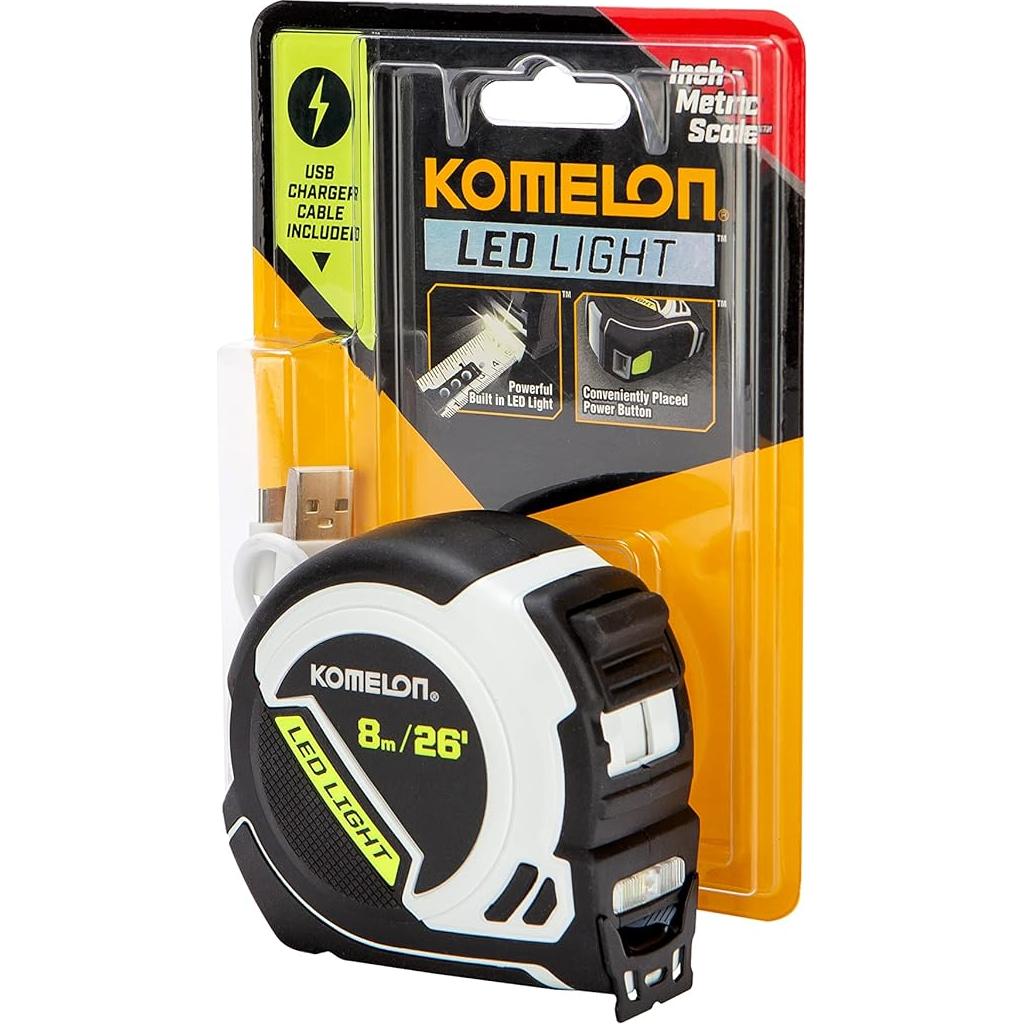 Cinta Métrica LED Komelon 8m - Escala Métrica y Pulgadas