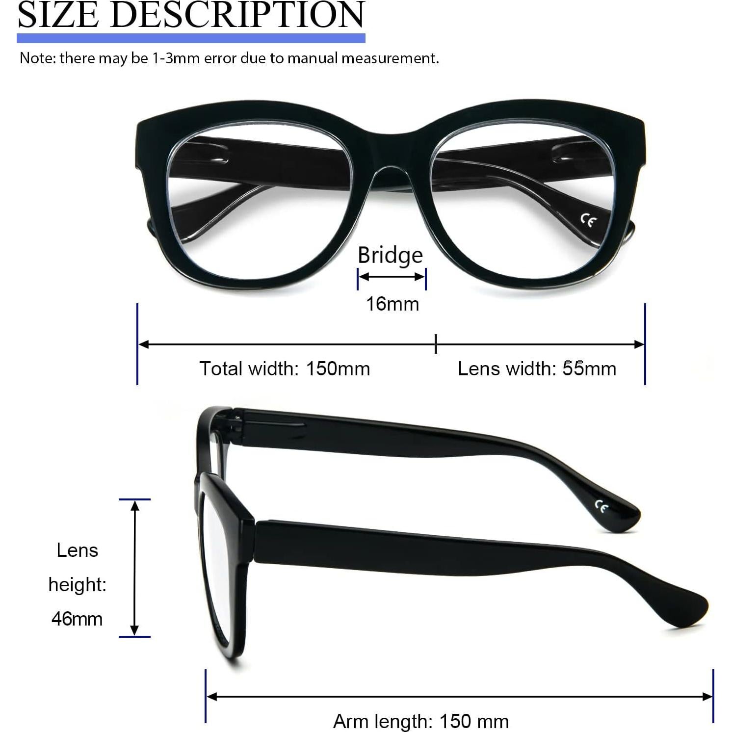 Gafas de lectura retro PRTCSLWD para mujeres, 4 pares con filtro luz azul