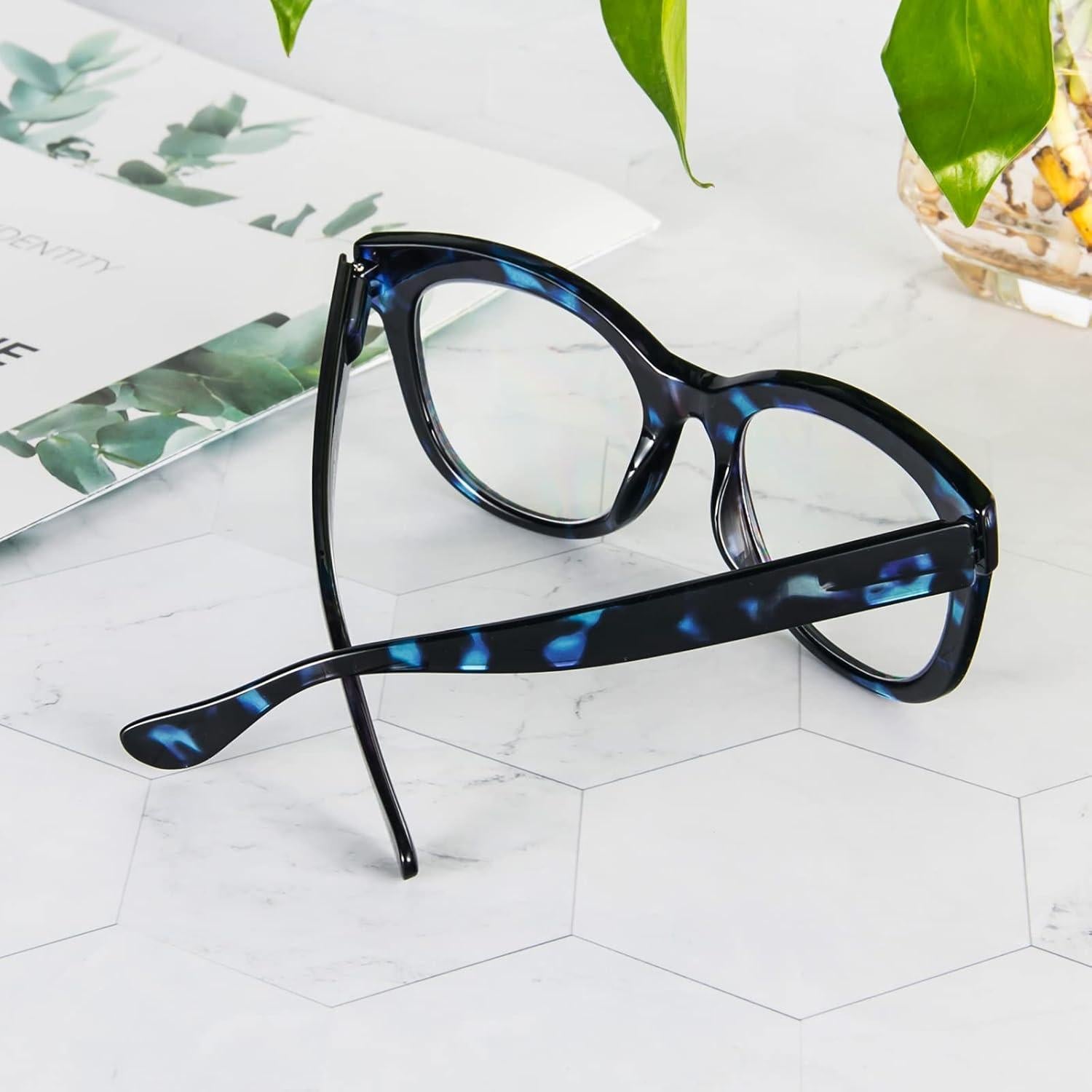 Gafas de lectura retro PRTCSLWD para mujeres, 4 pares con filtro luz azul
