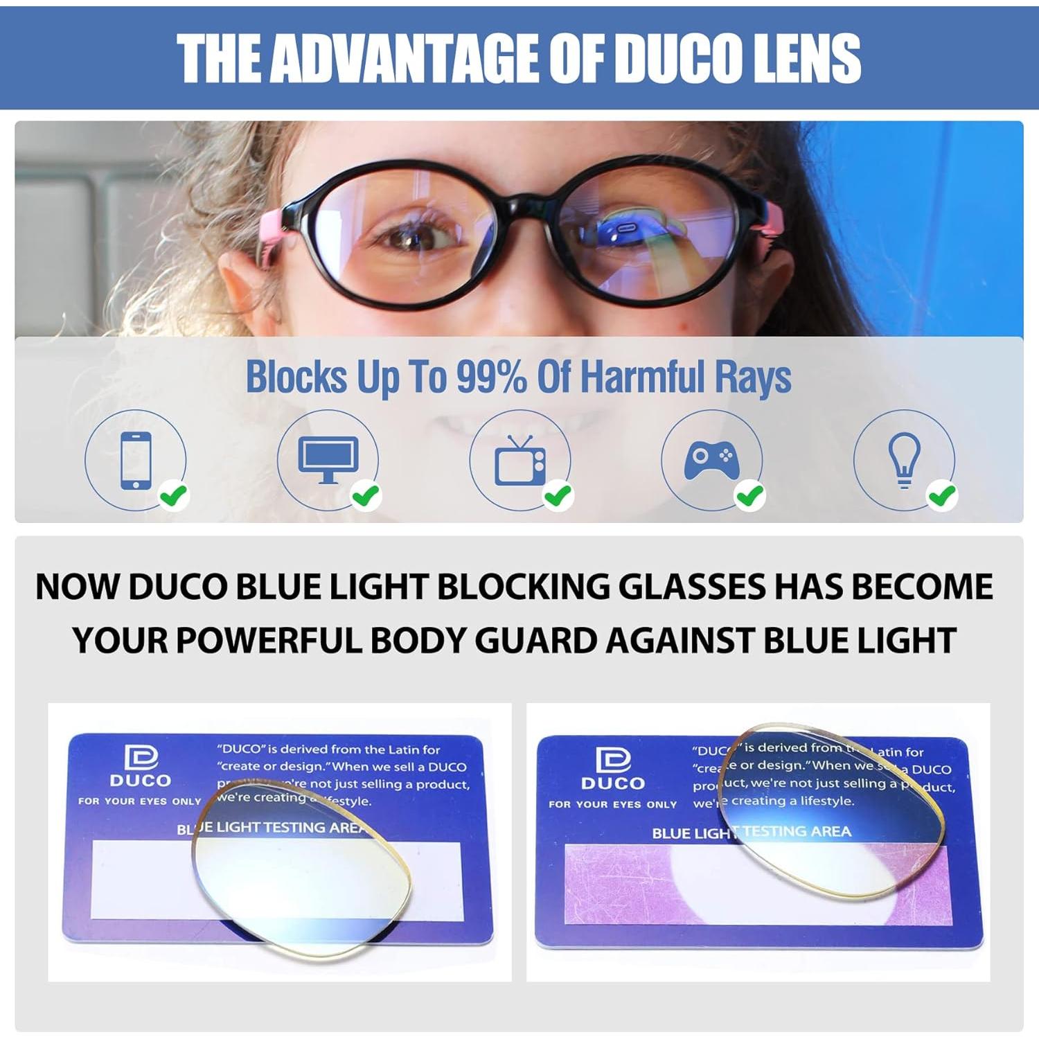 Gafas Anti Luz Azul para Niños DUCO K026 Marco Negro/Rosa