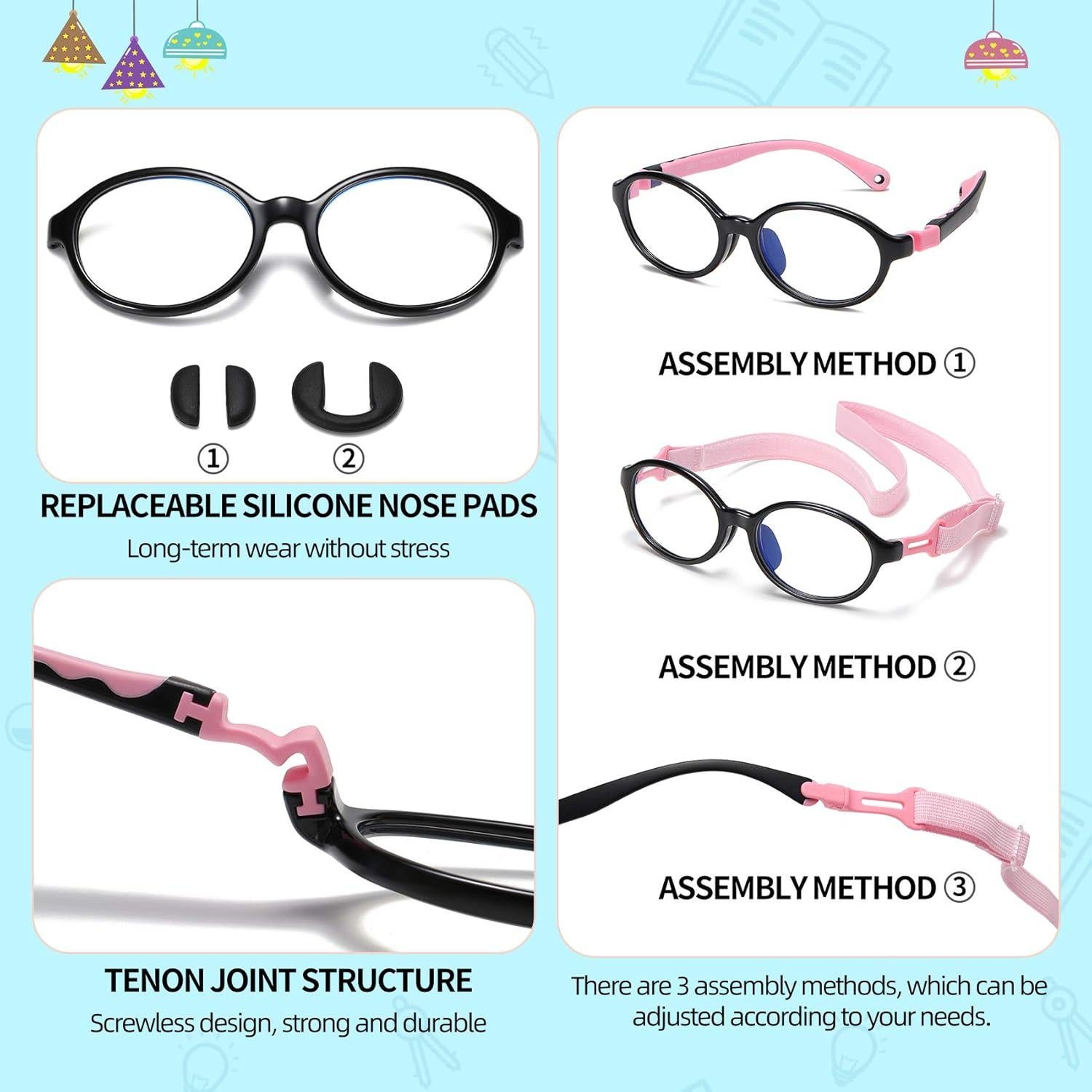 Gafas Anti Luz Azul para Niños DUCO K026 Marco Negro/Rosa