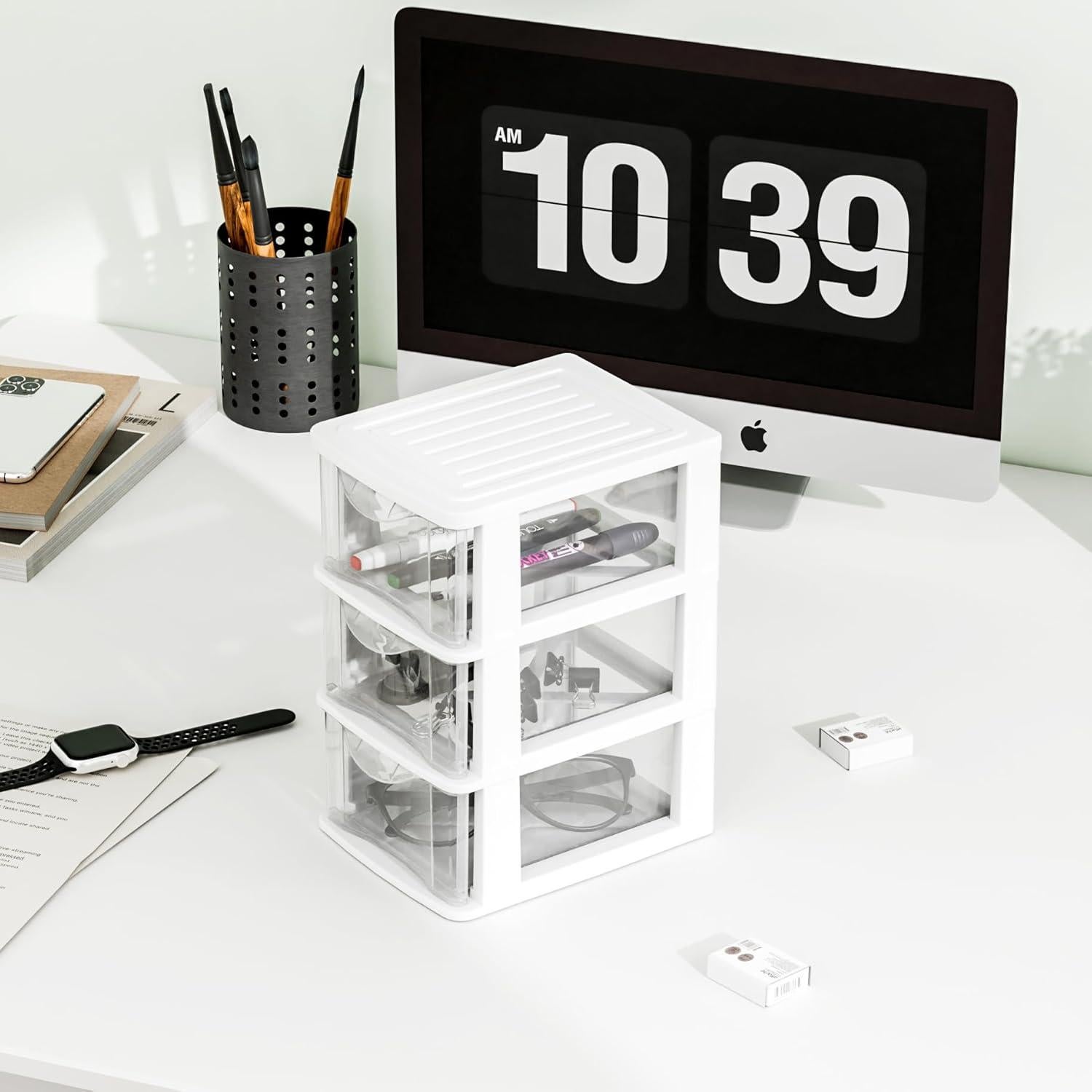 Organizador de Escritorio Gonice 3 Cajones Blanco - 2 Paquetes