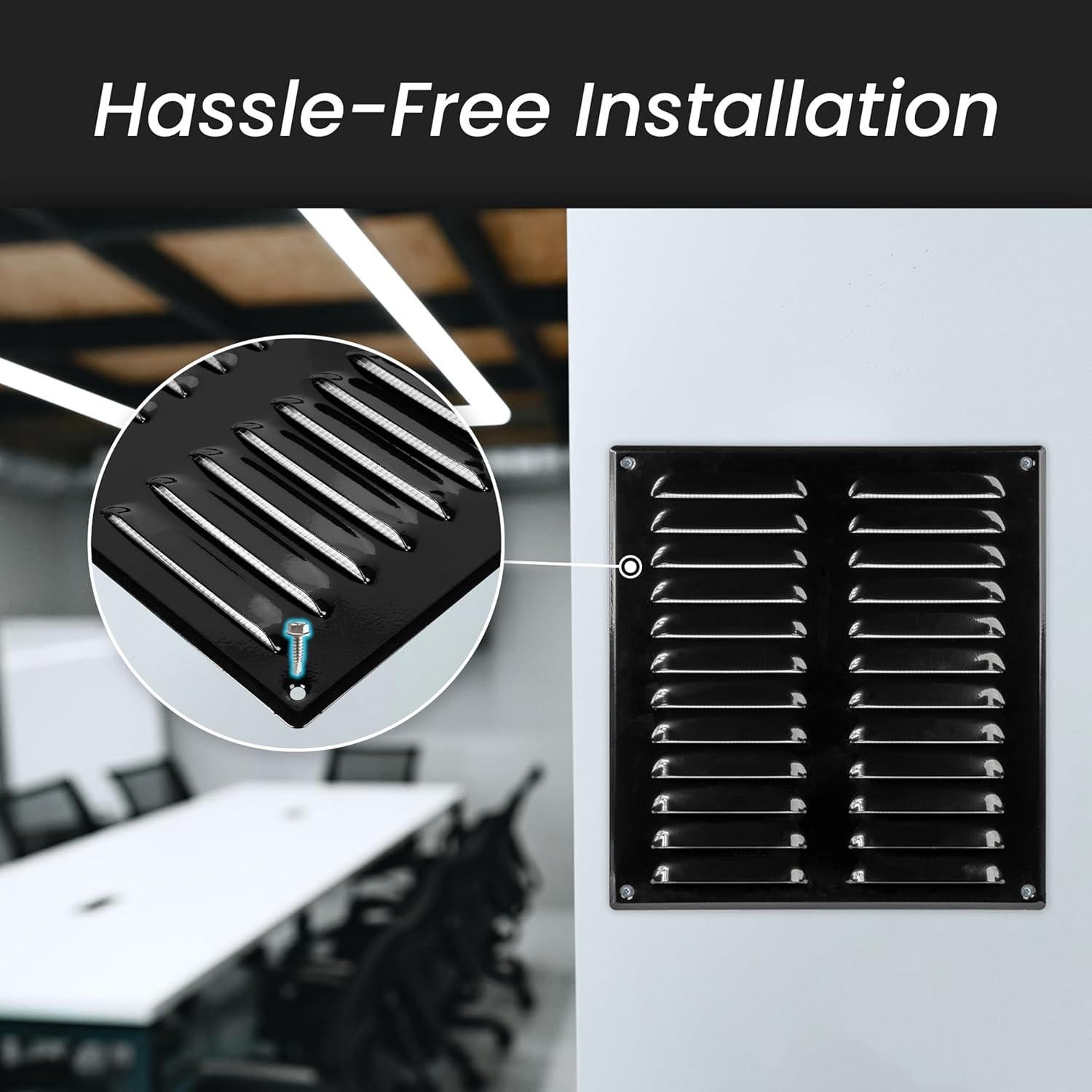 Repa Market 5.5" x 4" Inch (Outer Dimensions) Black Air Vent Cover - Steel Steel Return Air Grilles - for Ceiling and Sidewall - HVAC - with Protection Screen (5.51'' x 4.13'' Inch)