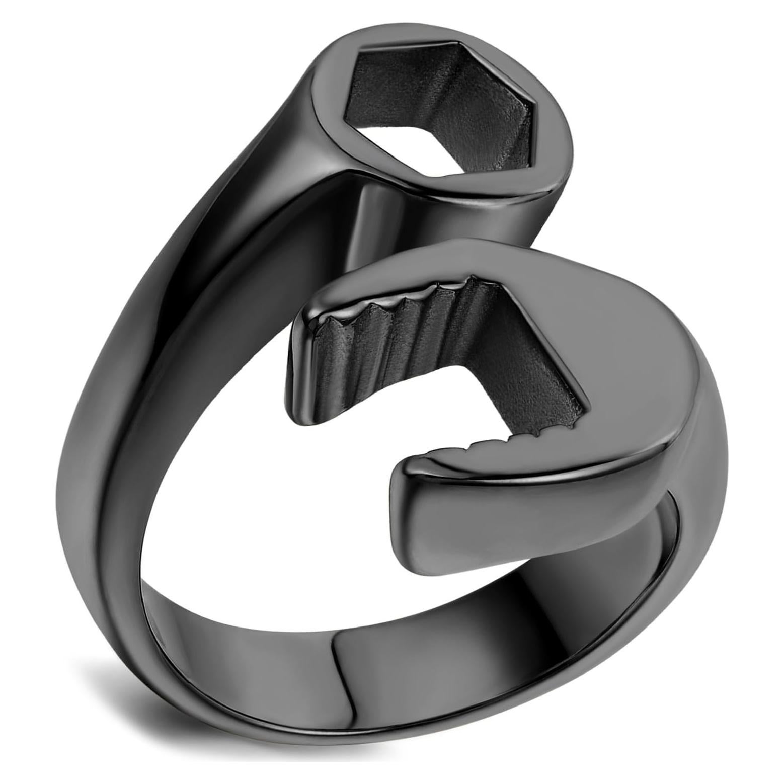 Anillo de Llave Mecánico Hombre Acero Inoxidable Negro 24mm