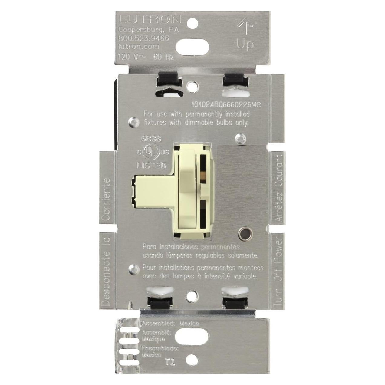 Regulador de Luz Lutron Toggler AY-603P-AL 600W Almendra