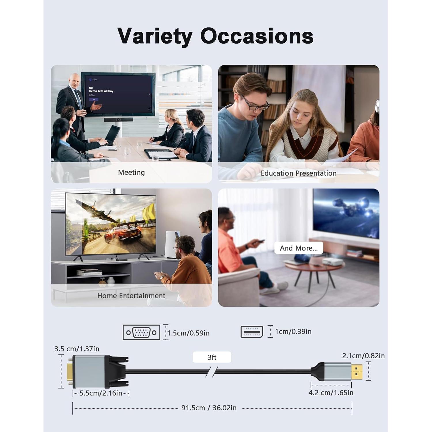 Cable DisplayPort a VGA 0.91m Foboiu HD 1080P Aluminio