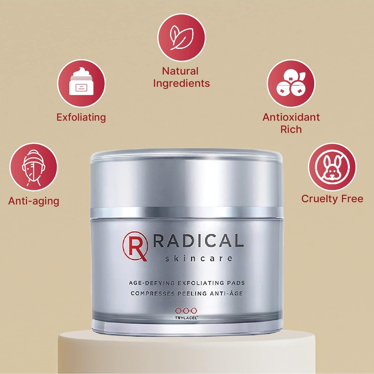 Almohadillas Exfoliantes Antienvejecimiento Radical Skincare - 60 Unidades