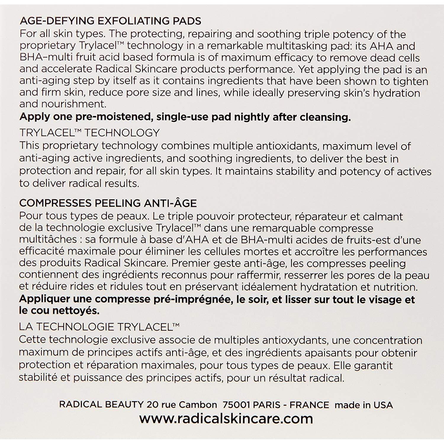 Almohadillas Exfoliantes Antienvejecimiento Radical Skincare - 60 Unidades