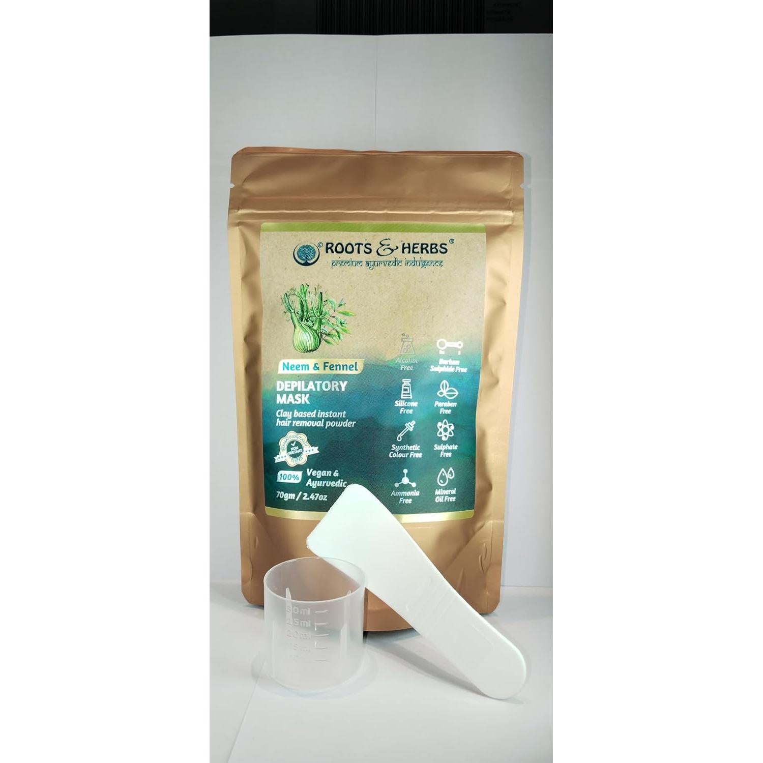 Polvo Depilatorio Ayurvédico Neem y Hinojo 70g - Raíces y Hierbas