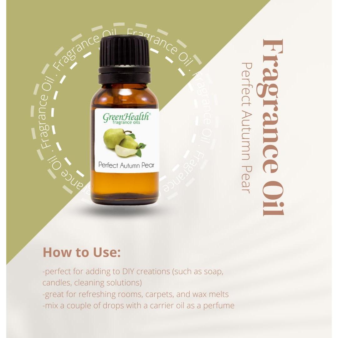 Aceite de Fragancia Pera Otoñal 10 ml GreenHealth - Botella de Vidrio