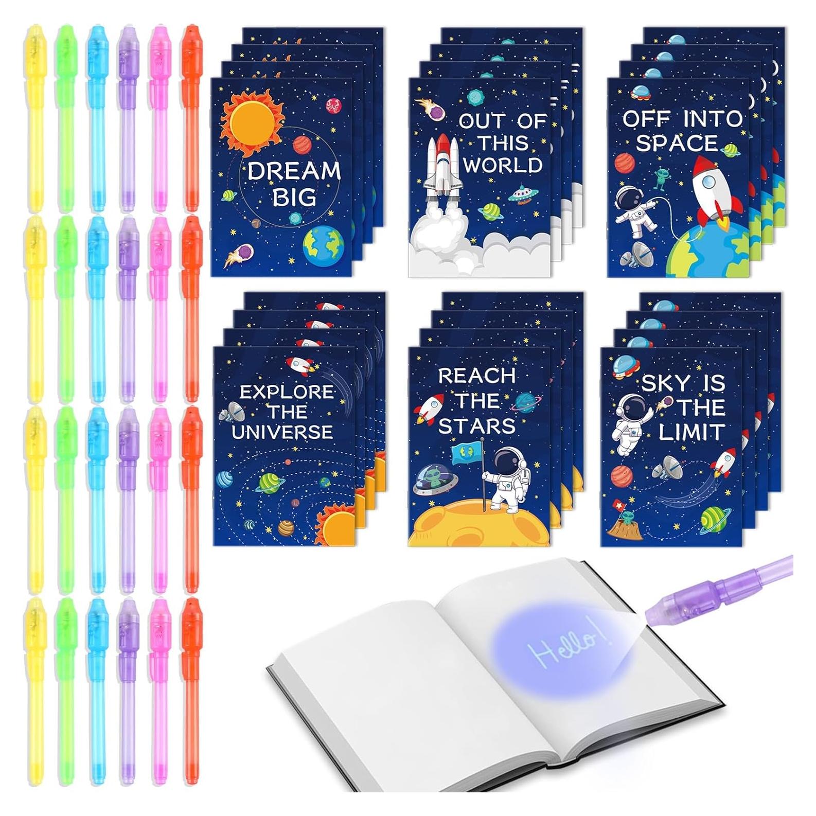 Juego de 48 Bolígrafos de Tinta Invisible y Cuadernos Espaciales ZOIIWA
