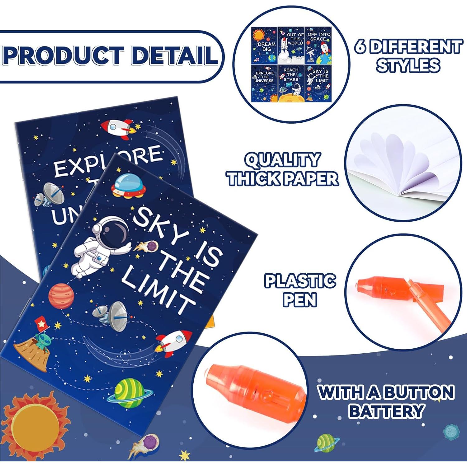 Juego de 48 Bolígrafos de Tinta Invisible y Cuadernos Espaciales ZOIIWA