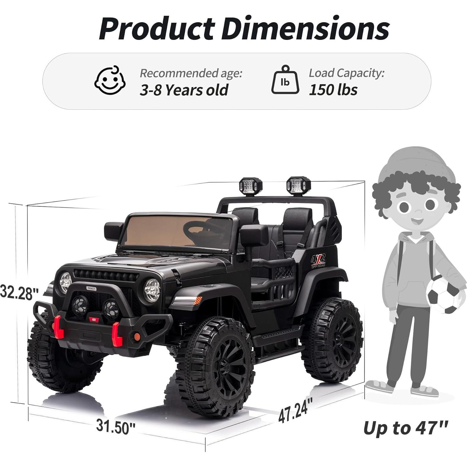 Coche Eléctrico para Niños Hikiddo 12V 2 Pasajeros Negro