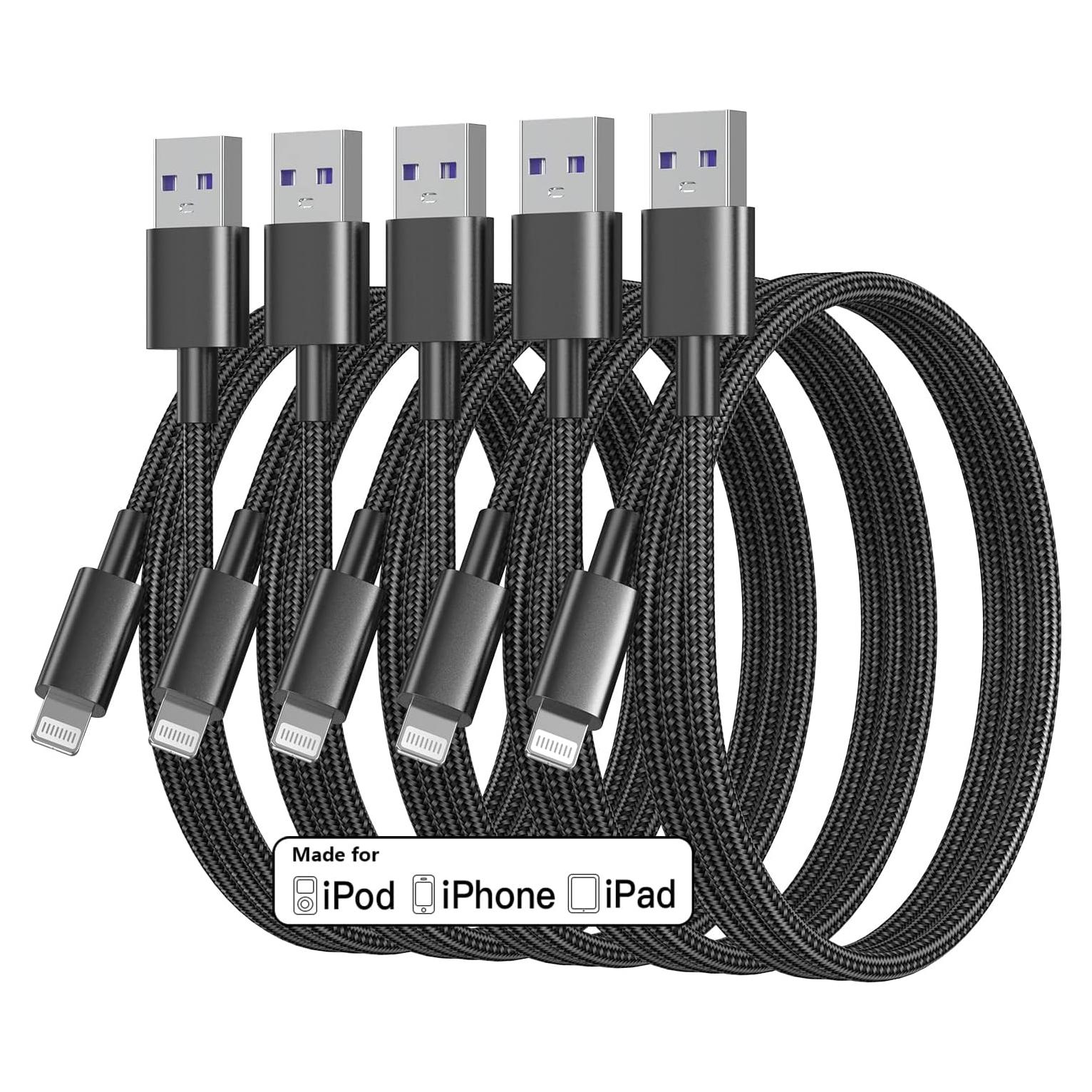 Cable de Carga Rápida TRPYD Lightning 3ft 5 Pack MFi