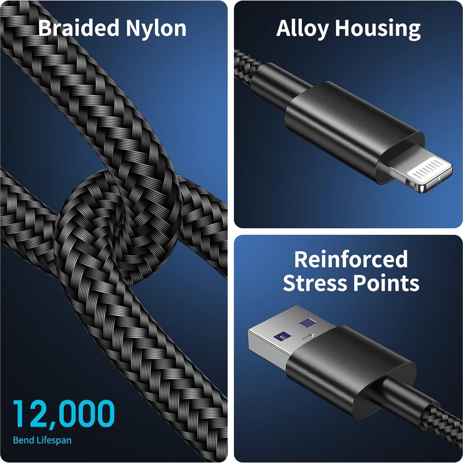 Cable de Carga Rápida TRPYD Lightning 3ft 5 Pack MFi